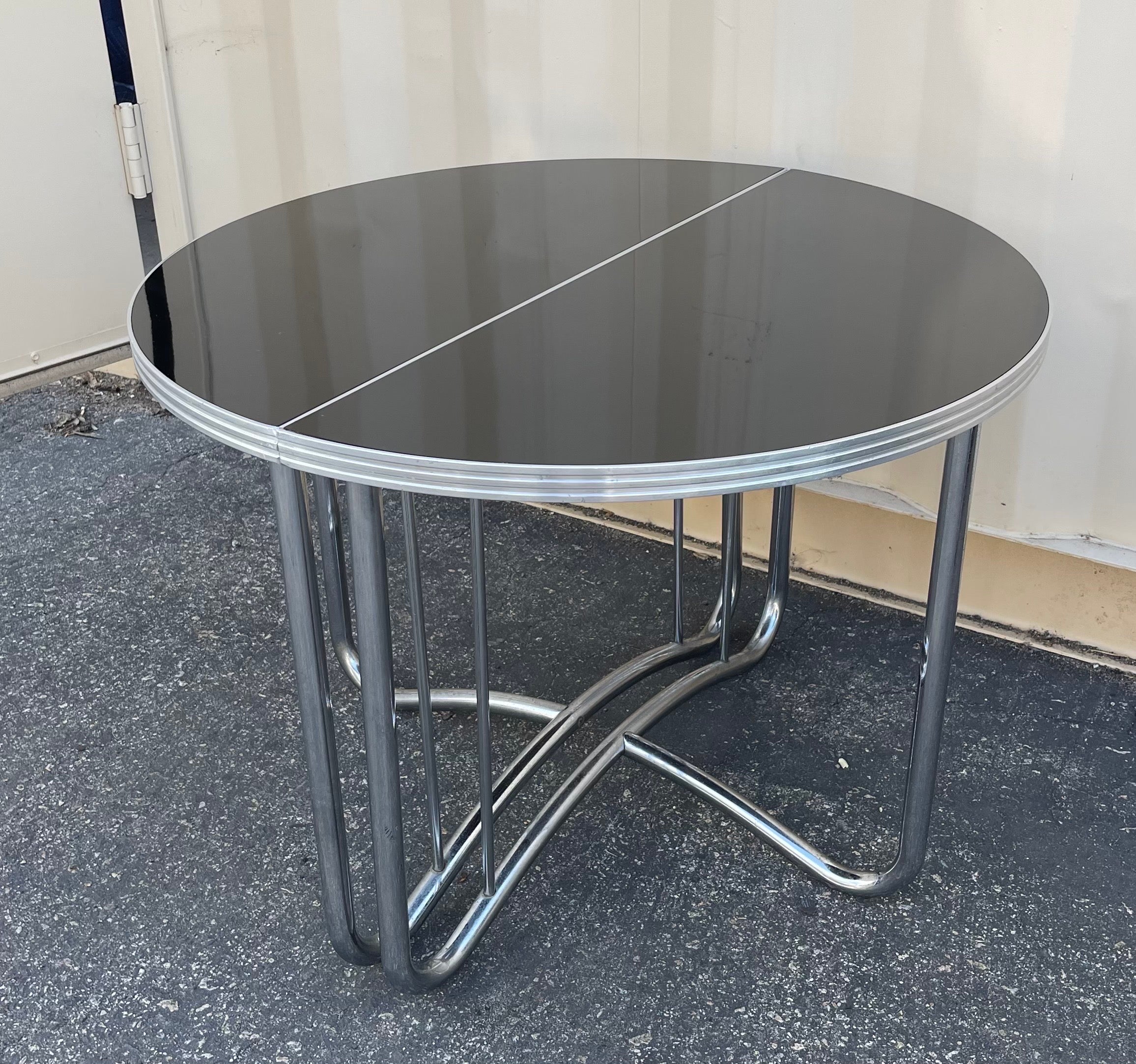 Pair of Art Deco Chrome Demilune Tables in the Style of Wolfgang Hoffman For Sale 6