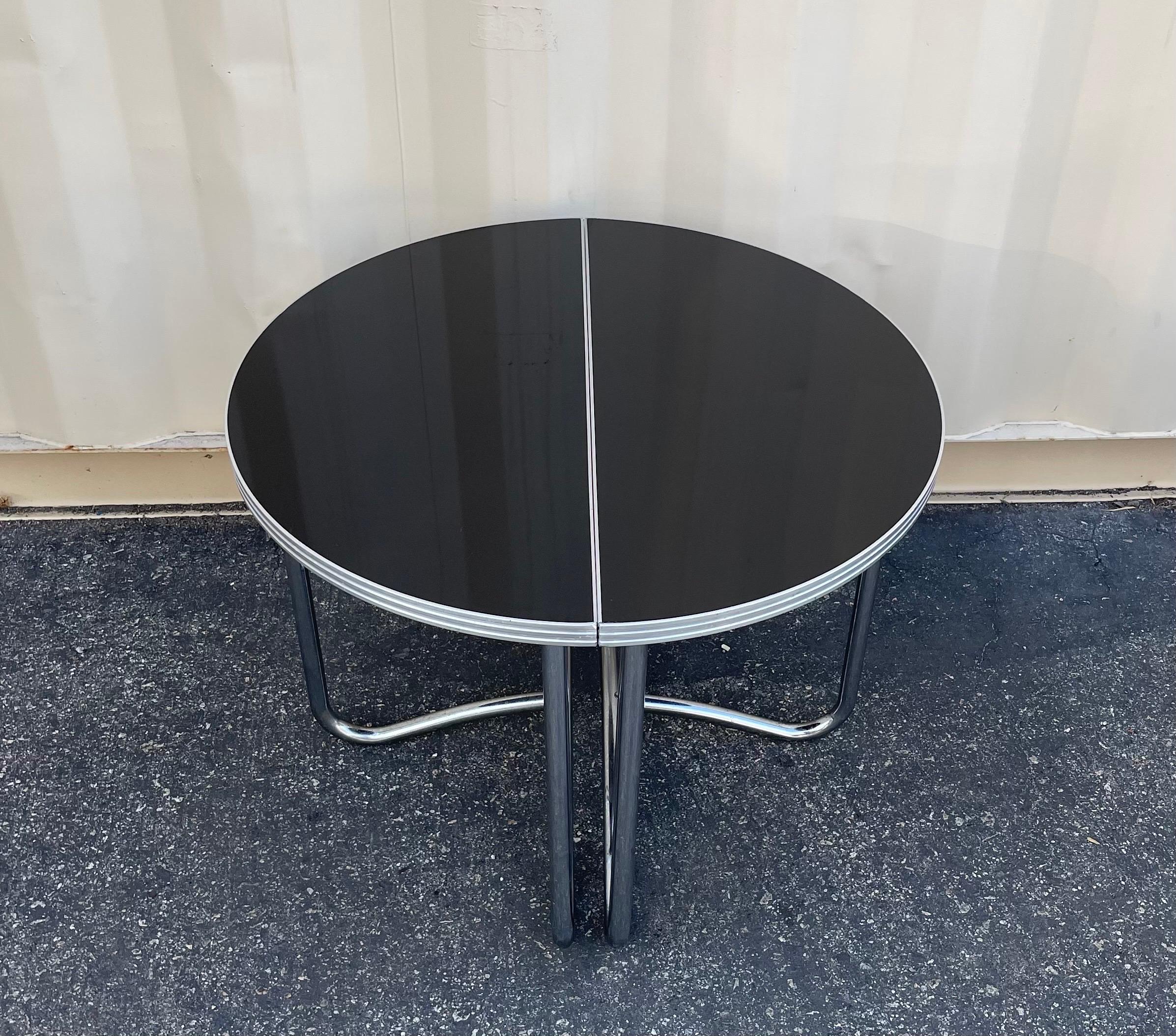 Pair of Art Deco Chrome Demilune Tables in the Style of Wolfgang Hoffman For Sale 7