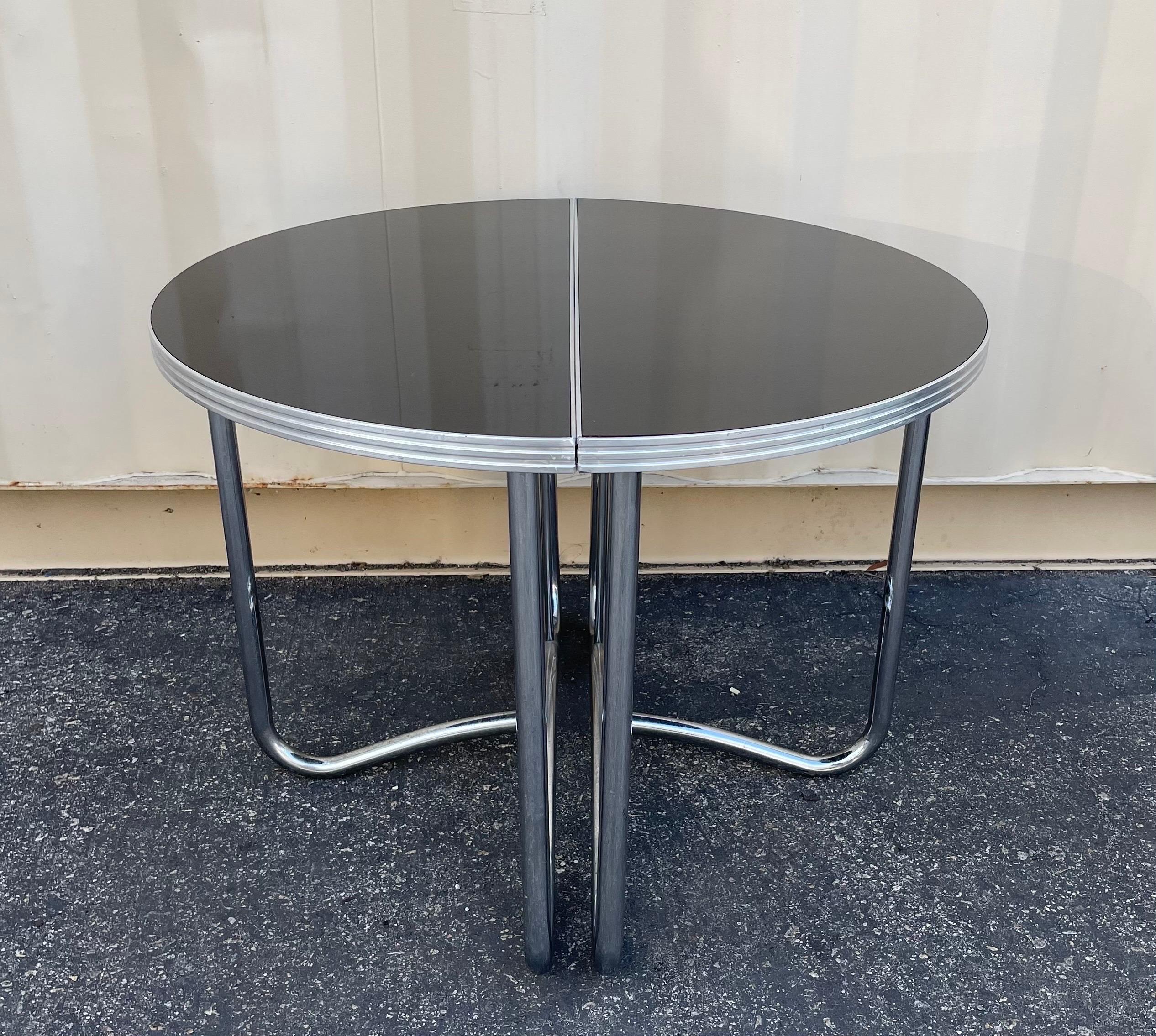 Pair of Art Deco Chrome Demilune Tables in the Style of Wolfgang Hoffman For Sale 8