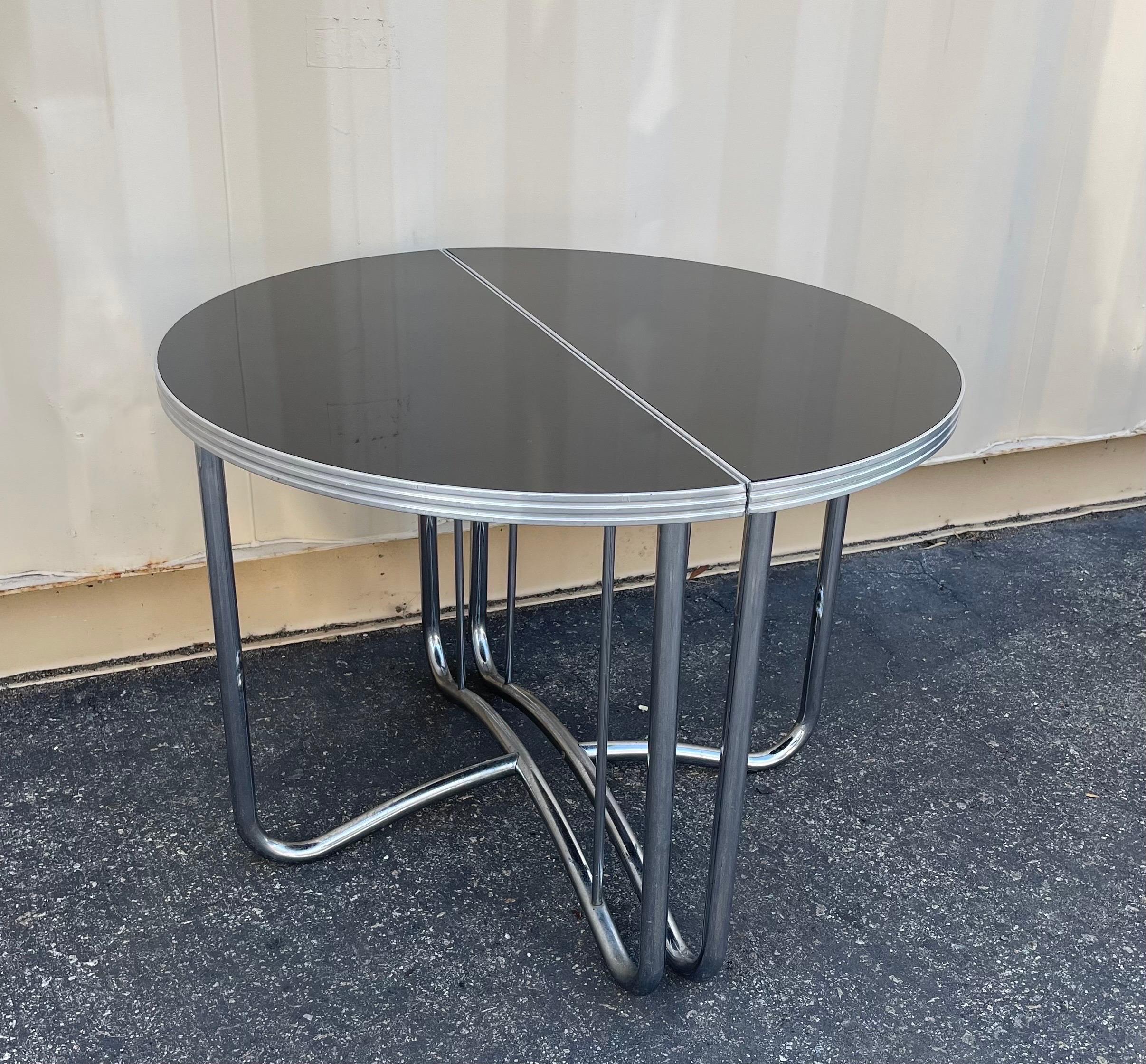 Pair of Art Deco Chrome Demilune Tables in the Style of Wolfgang Hoffman For Sale 9