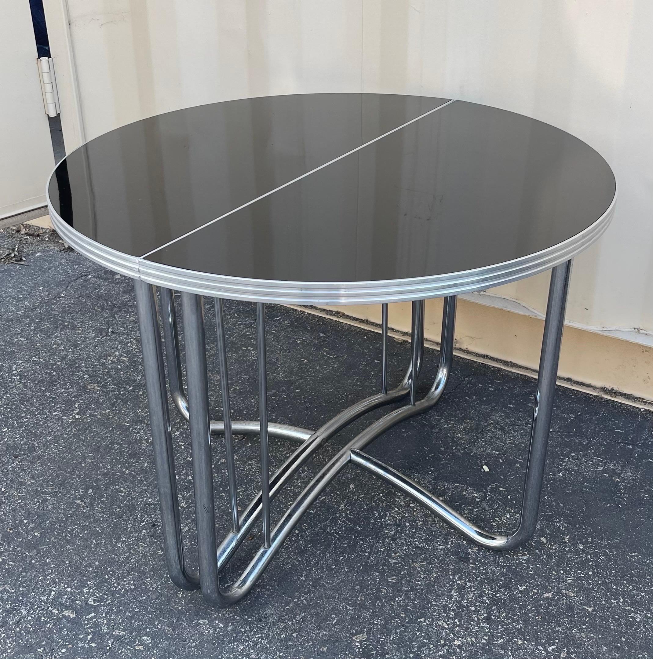 Pair of Art Deco Chrome Demilune Tables in the Style of Wolfgang Hoffman For Sale 11