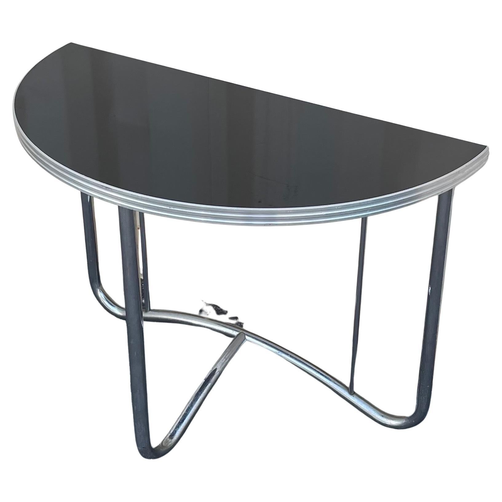 Paire de tables demi-lune Art Déco en chrome dans le style de Wolfgang Hoffman en vente 12