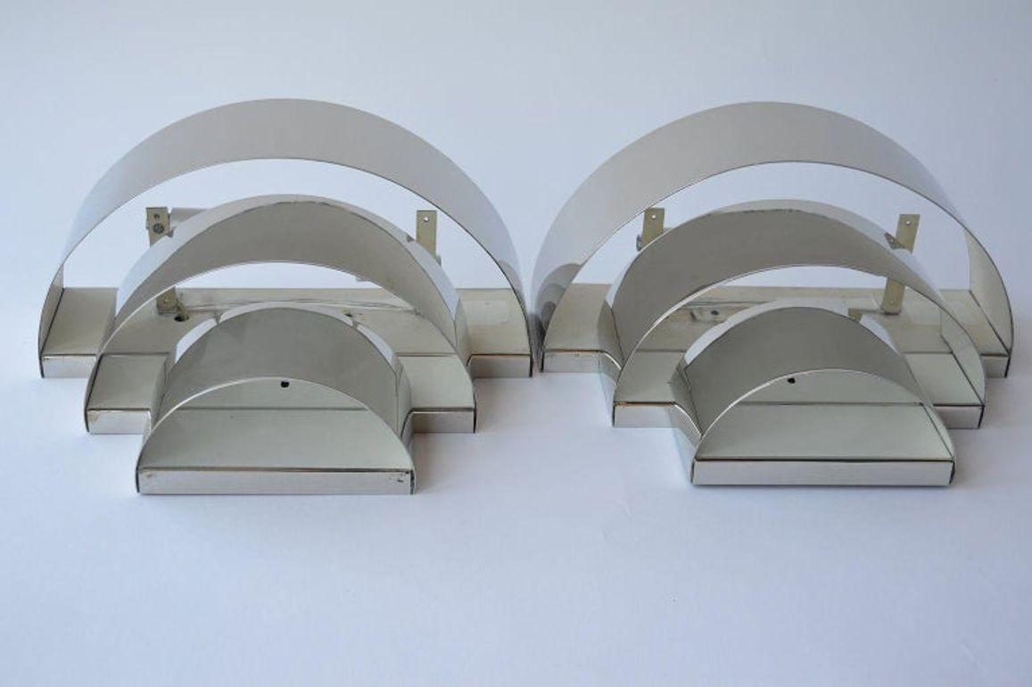 Pair of Art Deco Chrome Sconces In Excellent Condition For Sale In Los Angeles, CA