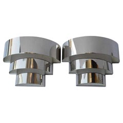 Pair of Art Deco Chrome Sconces