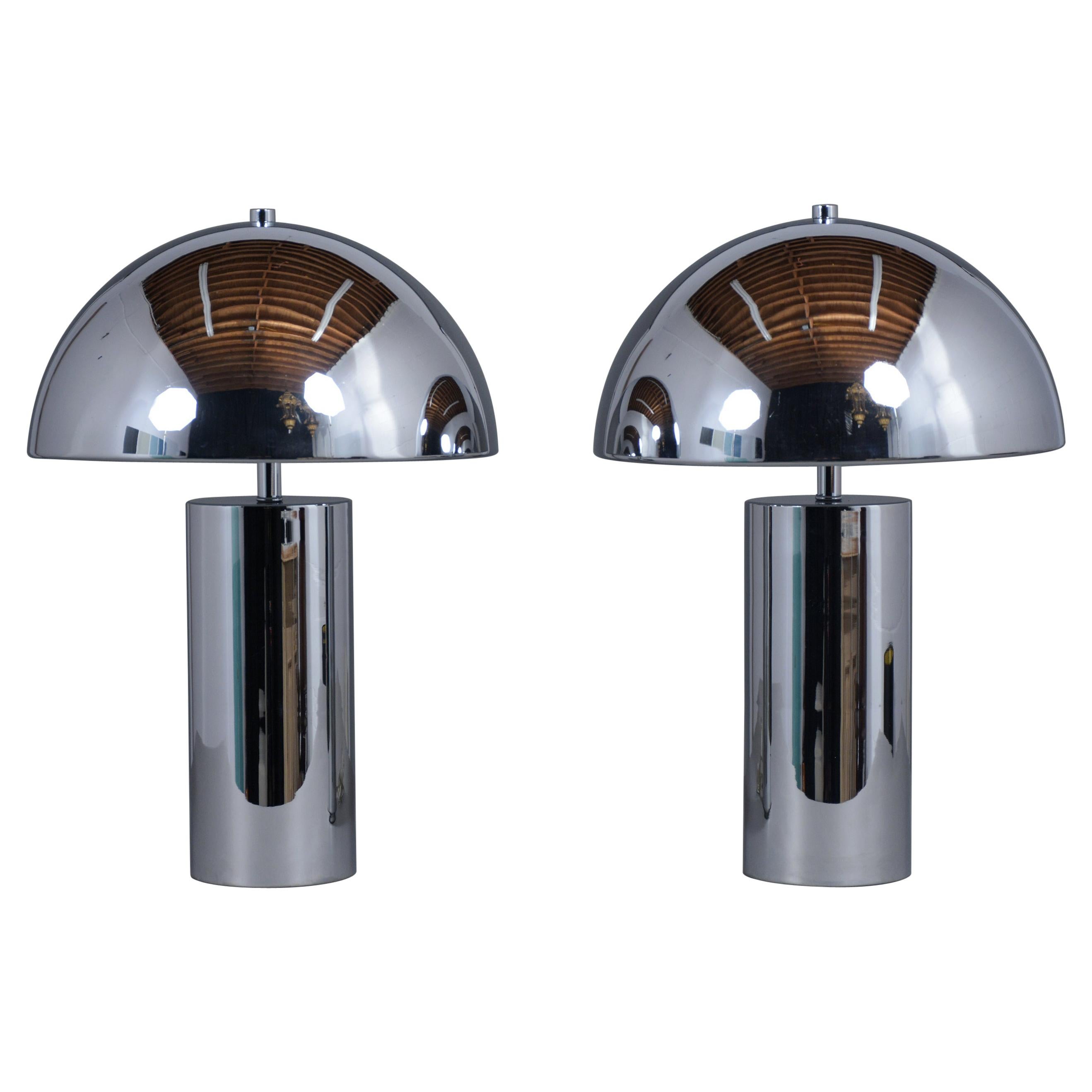 Pair of Art Deco Chrome Table Lamps