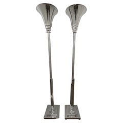 Pair of Art Deco Chrome Uplighters