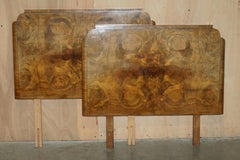 PAiR OF ART DECO CIRCA 1920 BURR WALNUT HEADBOARDS OR HEAD 7 FOOT BOARD PART SET