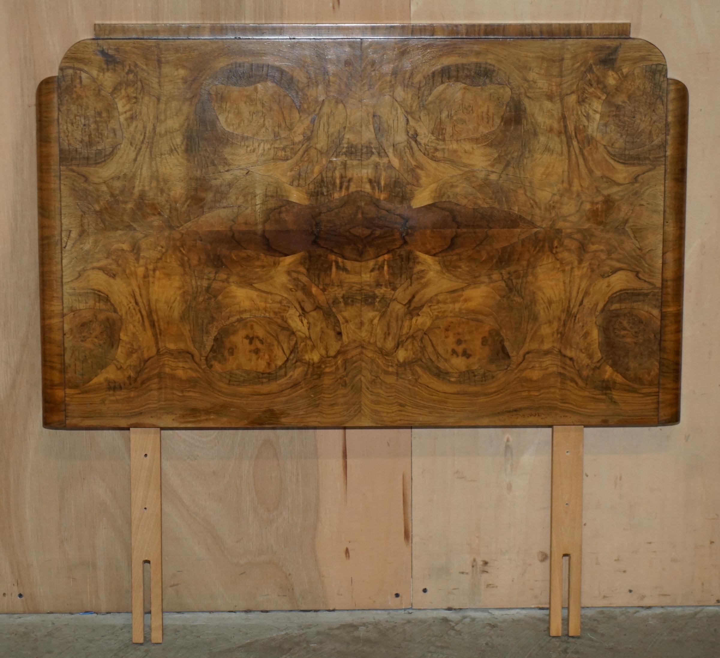 PAiR OF ART DECO CIRCA 1920 BURR WALNUT HEADBOARDS OR HEAD 7 FOOT BOARD PART Set (Art déco) im Angebot