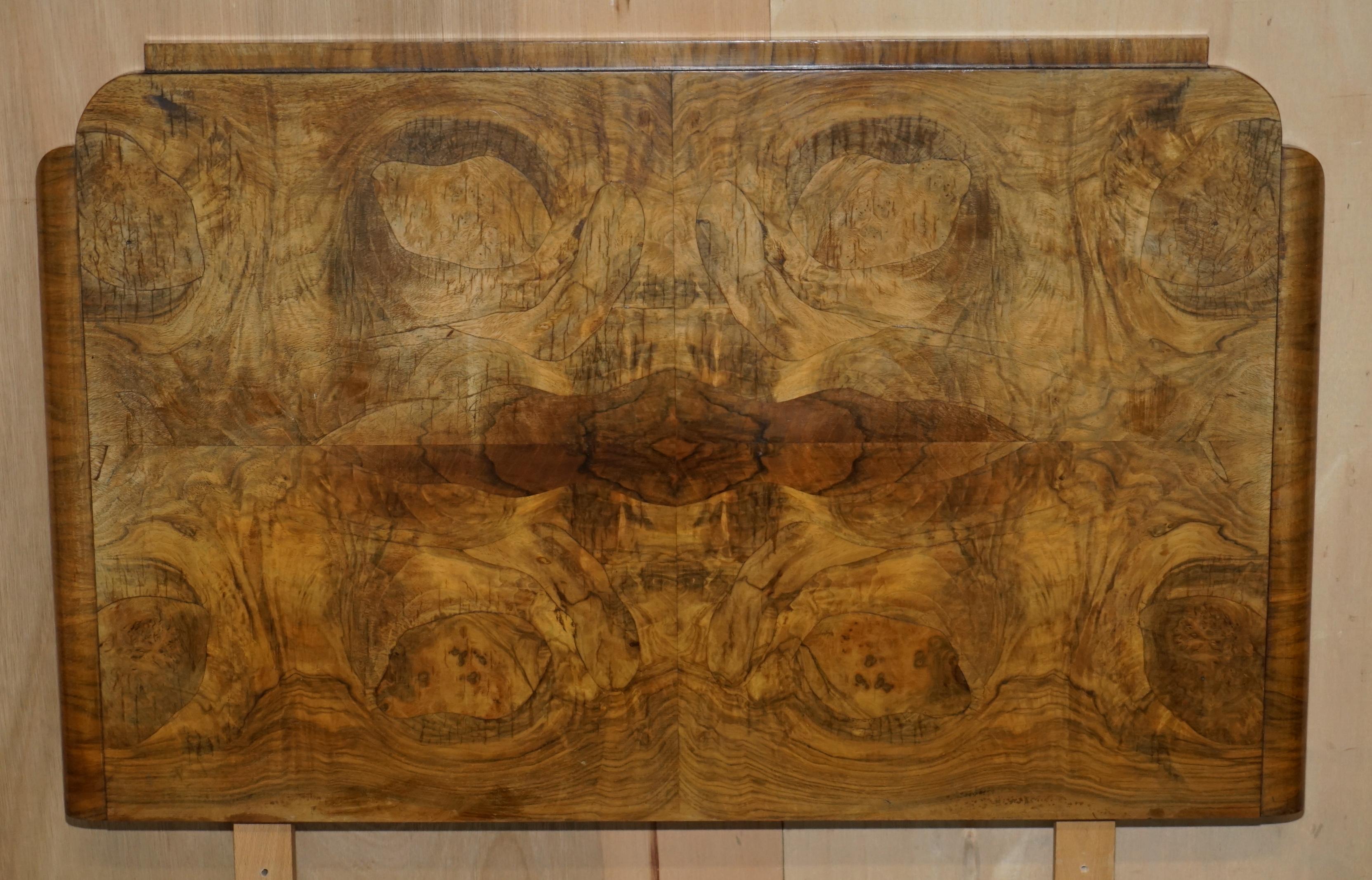 Art Deco PAiR OF ART DECO CIRCA 1920 BURR WALNUT HEADBOARDS OR HEAD 7 FOOT BOARD PART SET For Sale