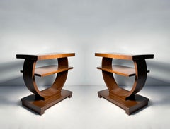 Pair of Art Deco Gilbert Rohde Modernage Circular End Shelf Tables