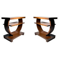 Paire de tables d'appoint circulaires Art Déco Gilbert Rohde Modernage