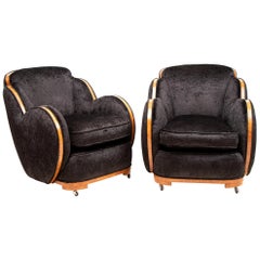 Pair of Art Deco Cloud Back Armchairs by Harry & Lou Epstein