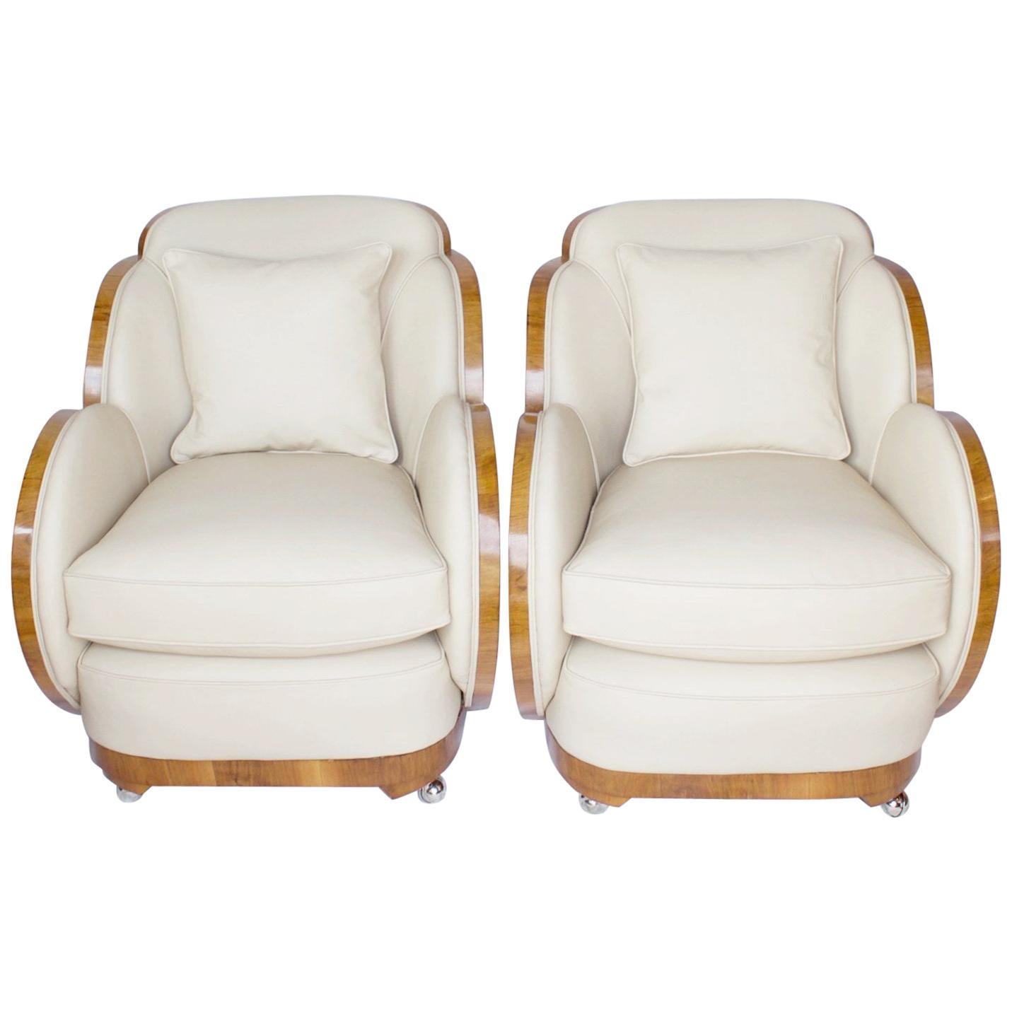 Pair of Art Deco Cloud Back Chairs by Harry & Lou Epstein English, circa 1930
