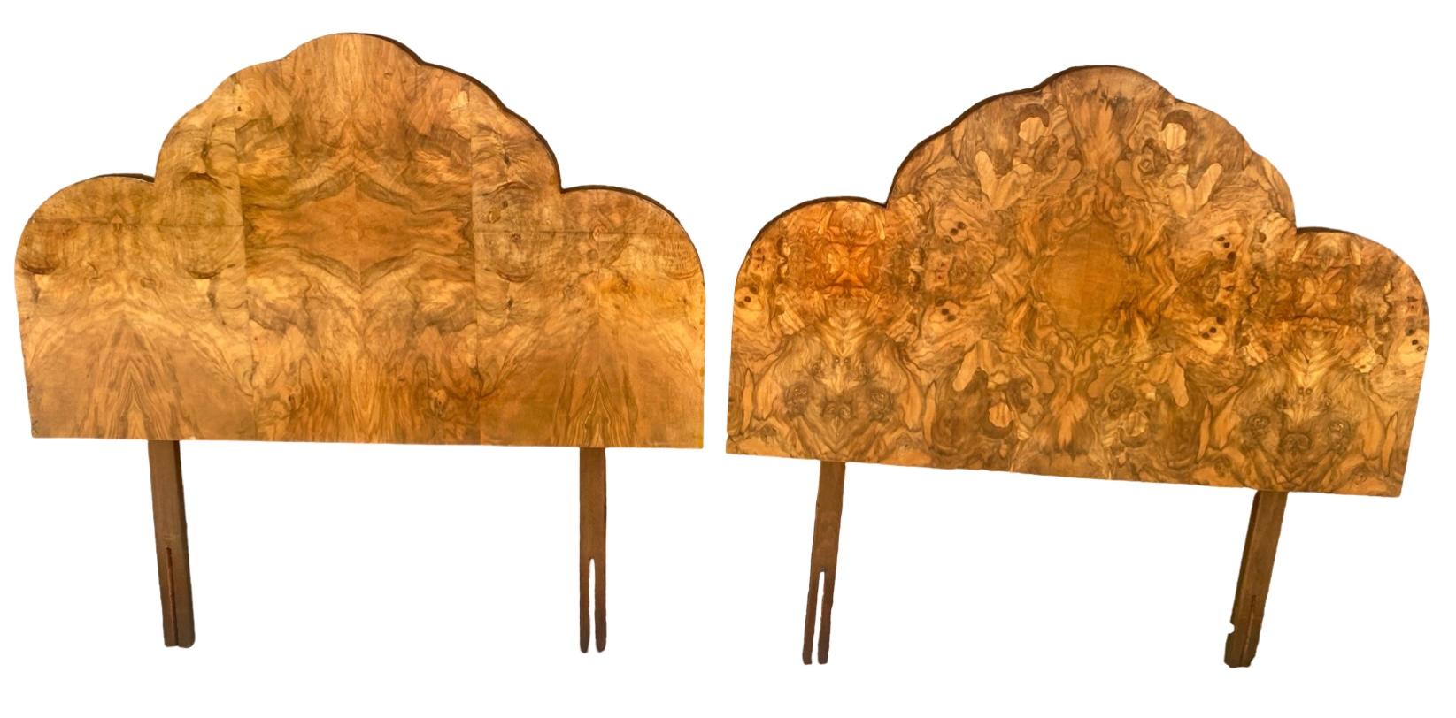 Pair of Art Deco Cloud Shaped FiguredWalnut Single Beds For Sale 5