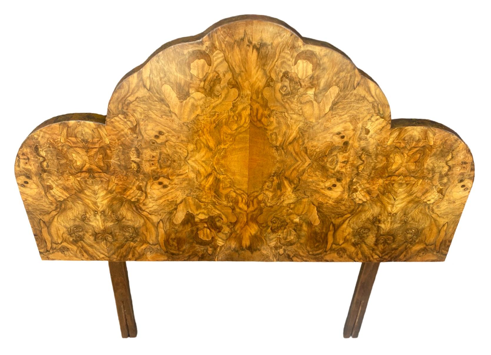 Pair of Art Deco Cloud Shaped FiguredWalnut Single Beds For Sale 6