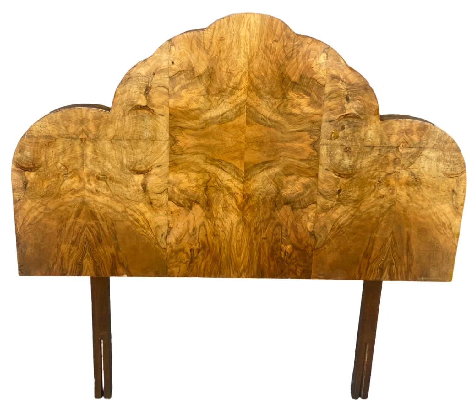 A beautiful pair of Art Deco Single headboards of cloud shaped design. Highly figured veneers to the front of each bed. Great iconic shape and lovely honey colour. Presented in excellent condition having passed through our “in house” workshops. Just