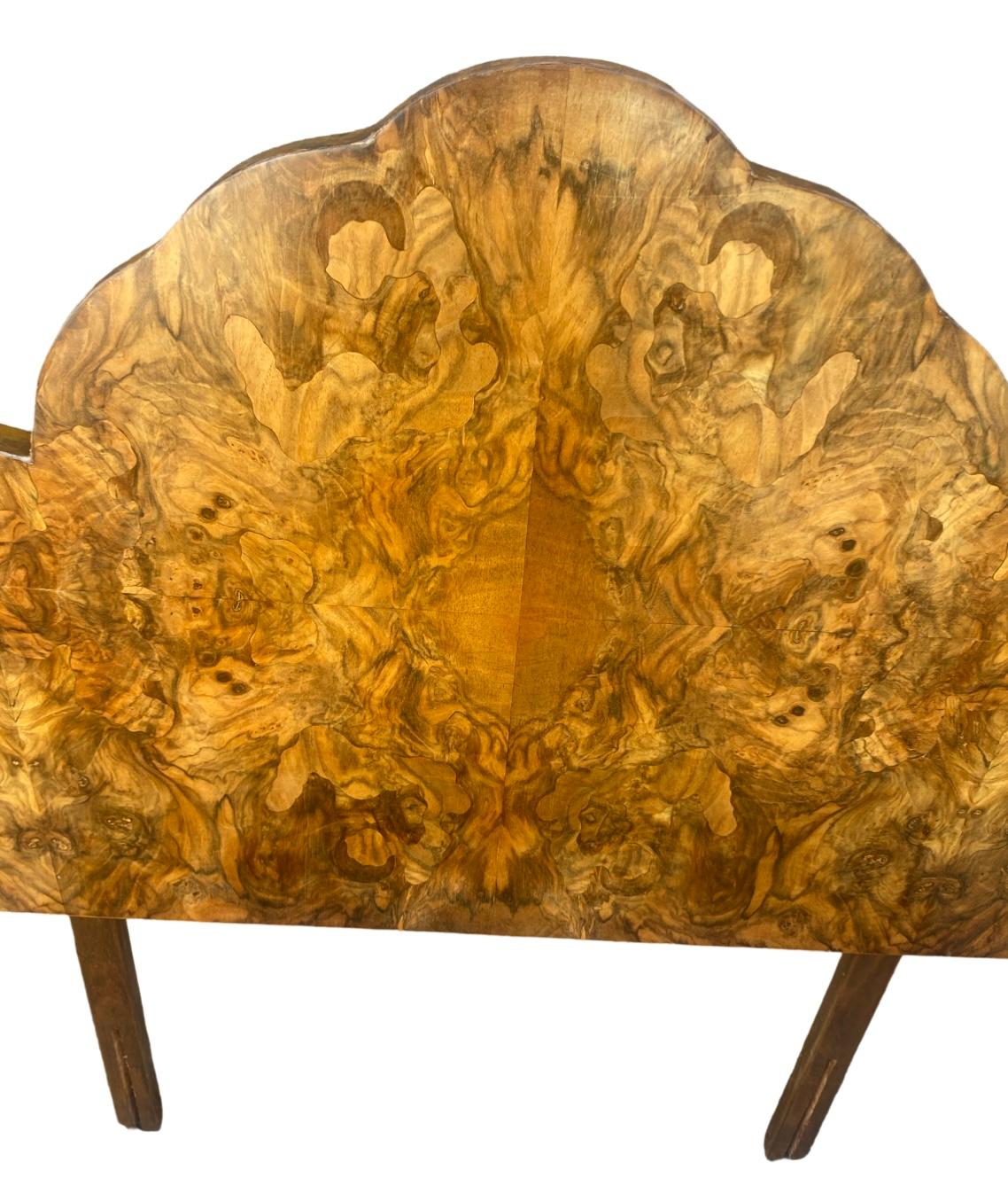 Pair of Art Deco Cloud Shaped FiguredWalnut Single Beds For Sale 4