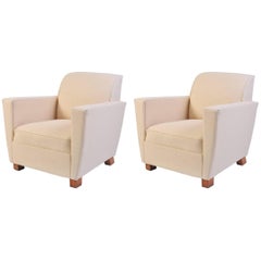 Pair of Art Deco Club Armchairs Attributed to Jacques Adnet