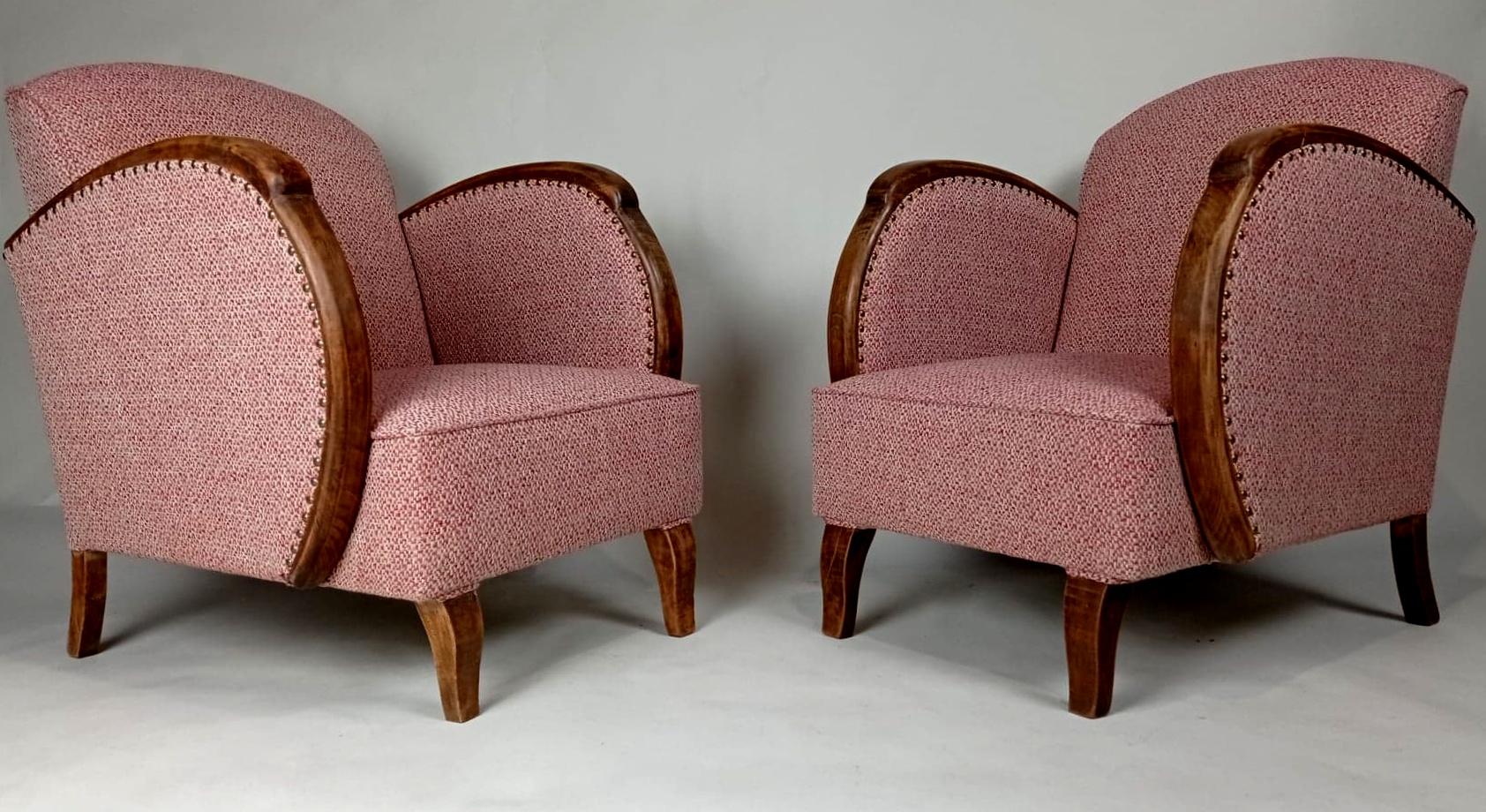 French Pair of Art Deco Club Armchairs For Sale