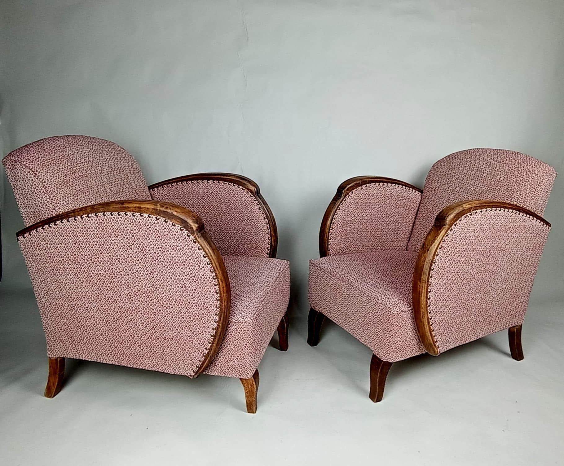Pair of Art Deco Club Armchairs In Excellent Condition For Sale In BARSAC, FR