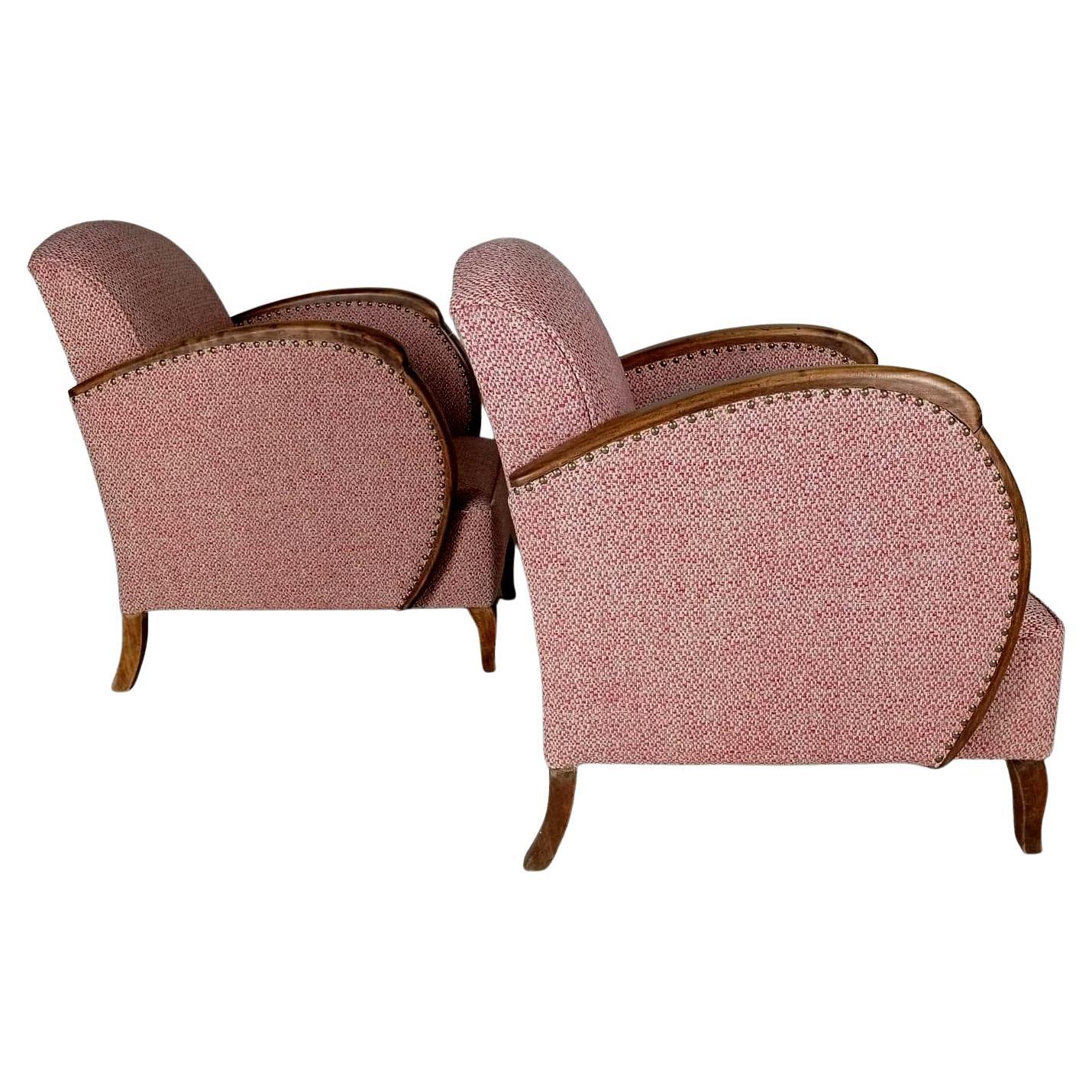 Pair of Art Deco Club Armchairs For Sale