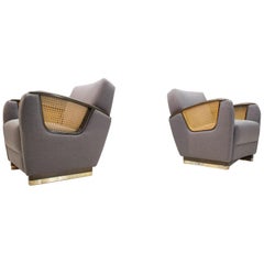 Pair of Mid-century Modern, Art Deco Club Chairs, 1940s, European Italian