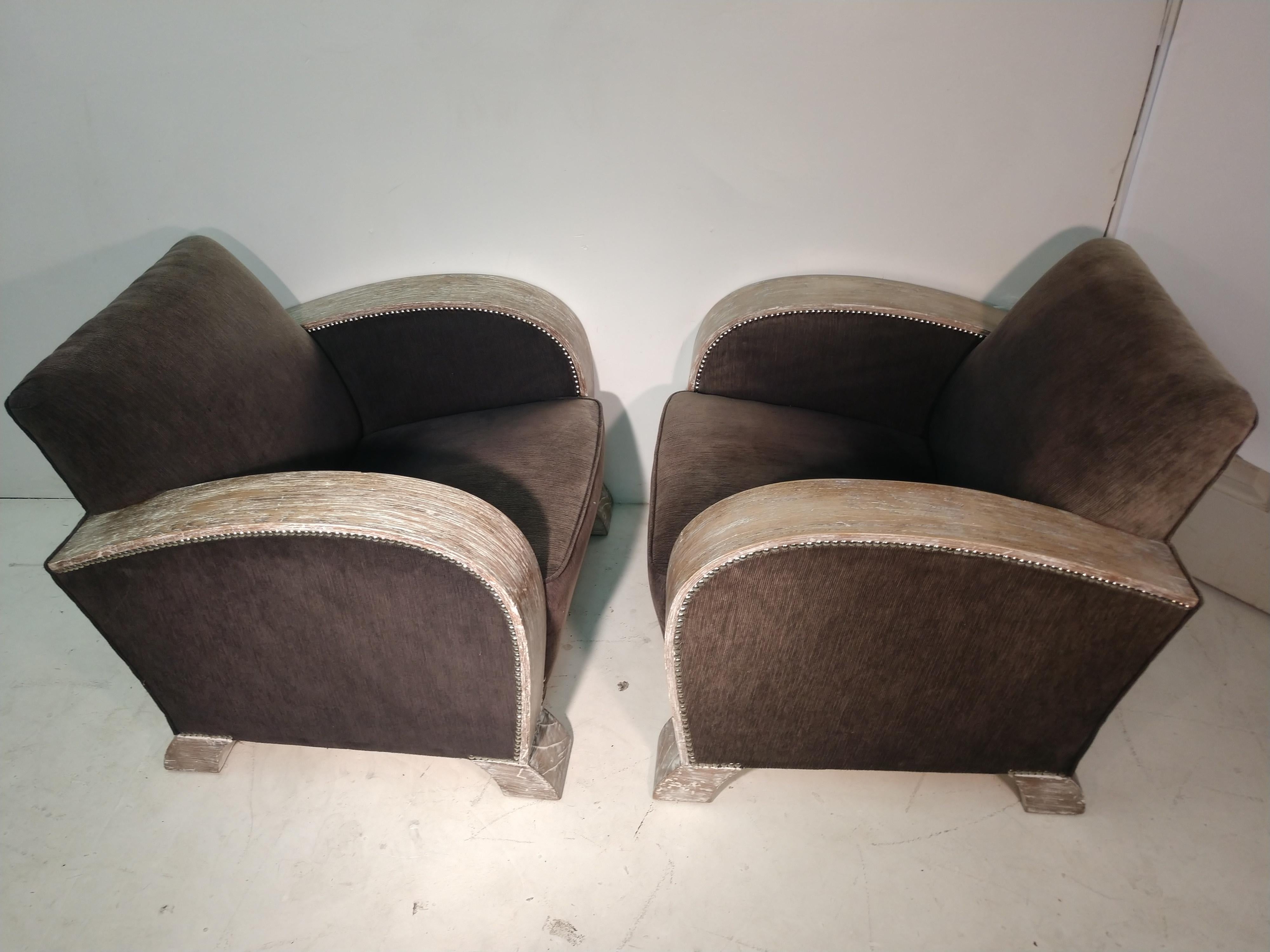 Pair of Art Deco Club Chairs Argentina, circa 1935 In Good Condition For Sale In Port Jervis, NY