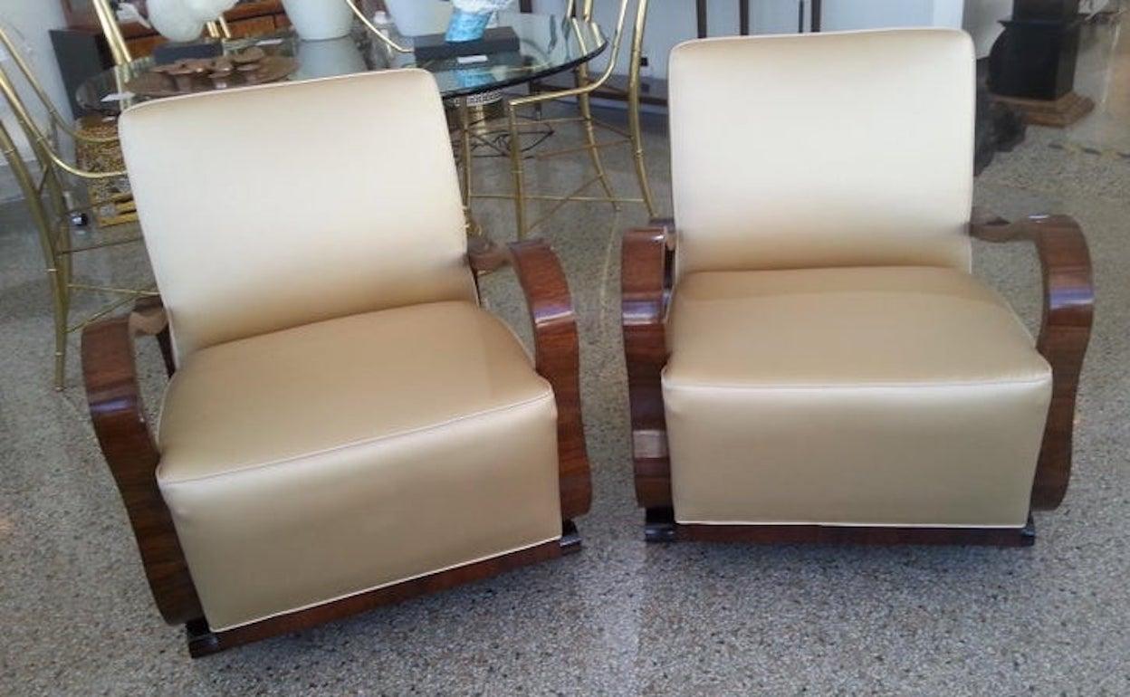 Czech Pair of Art Deco Club Chairs Attributed to Jindřich Halabala