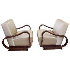 Pair of Art Deco Club Chairs Attributed to Jindřich Halabala