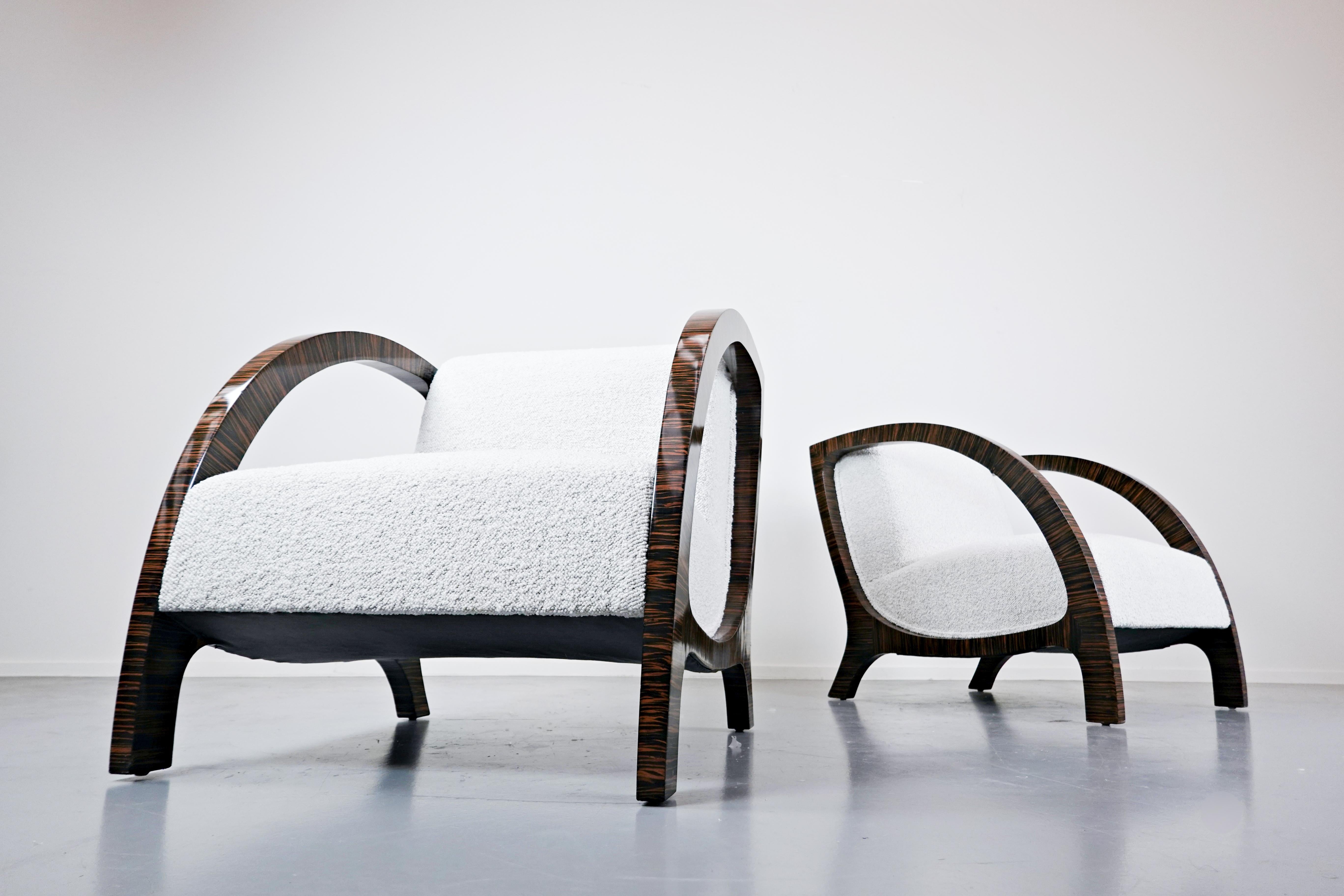 Pair of Art Deco club chairs, Belgium.