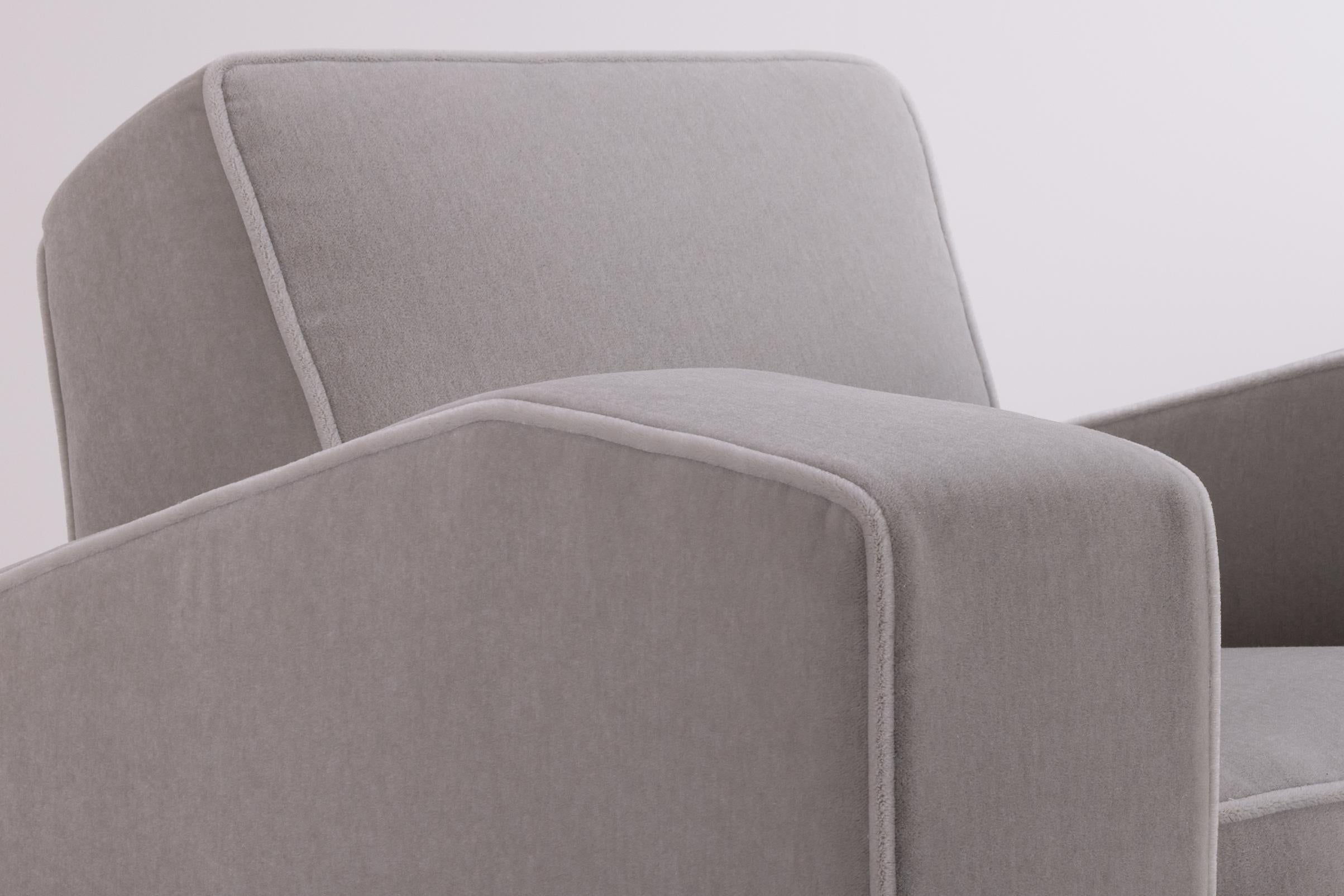 Mohair Coppia di sedie da club Art Deco di Bowmans of London 1935 in velluto di mohair