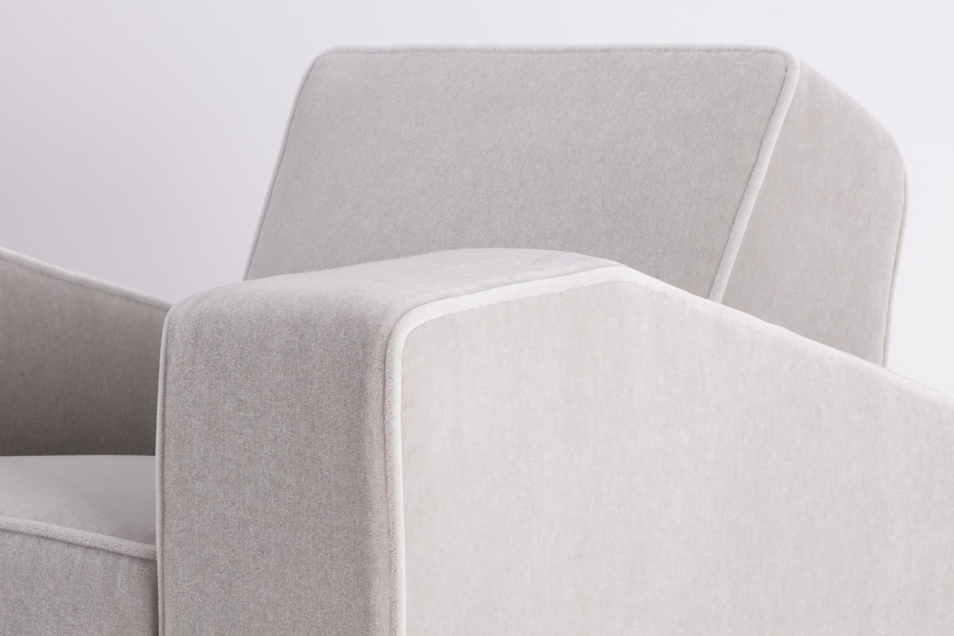 Coppia di sedie da club Art Deco di Bowmans of London 1935 in velluto di mohair 2