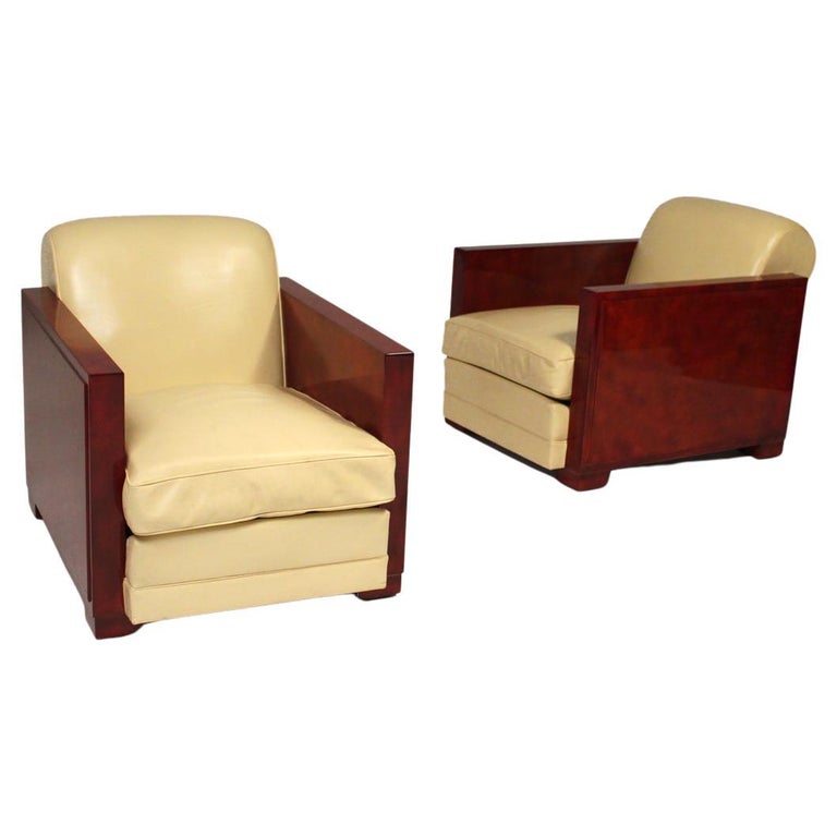 Art Deco Pair of Club Chairs by Maurice Jallot For Sale