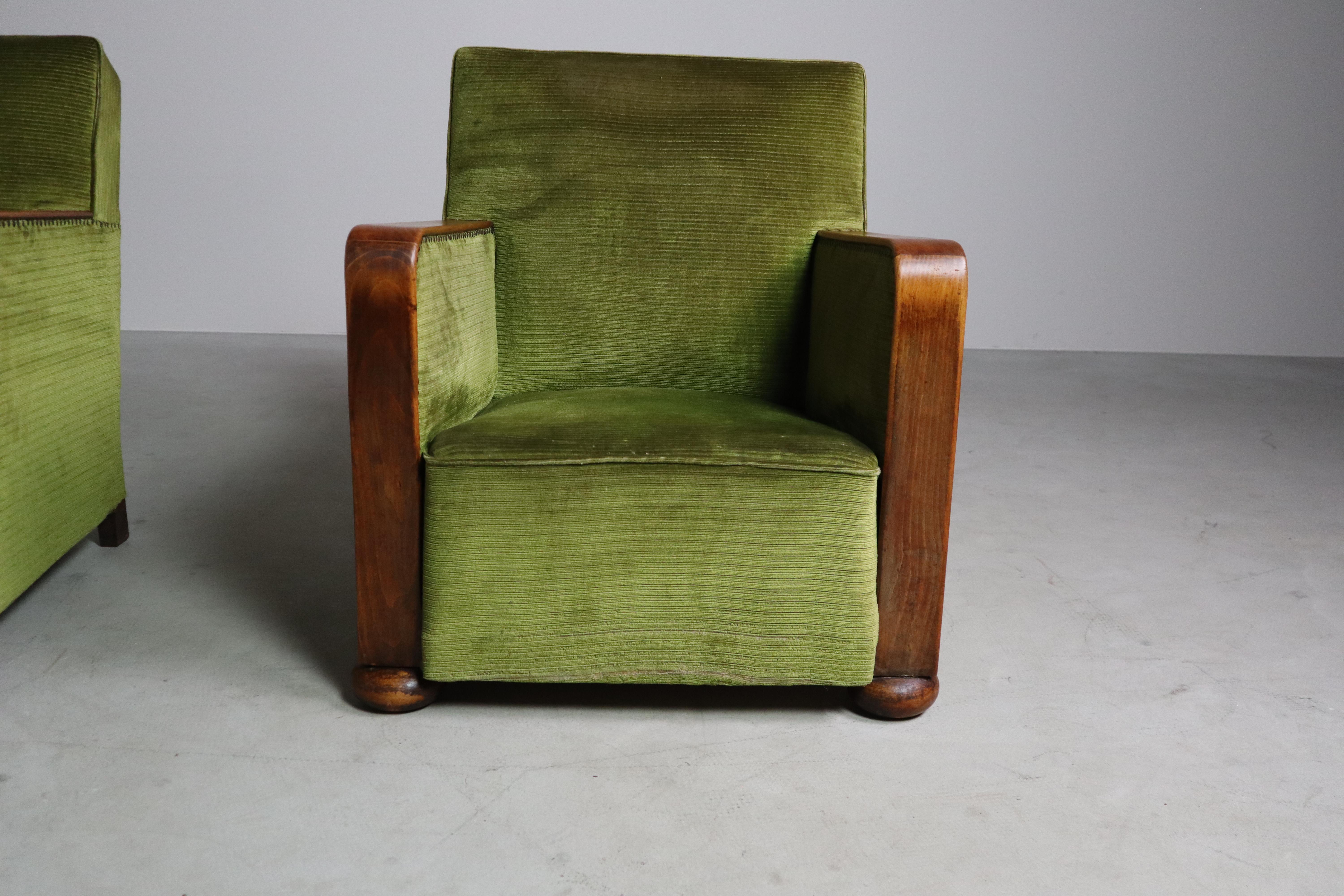 Coppia di poltrone club in stile Art Déco, 1930 circa in vendita 8