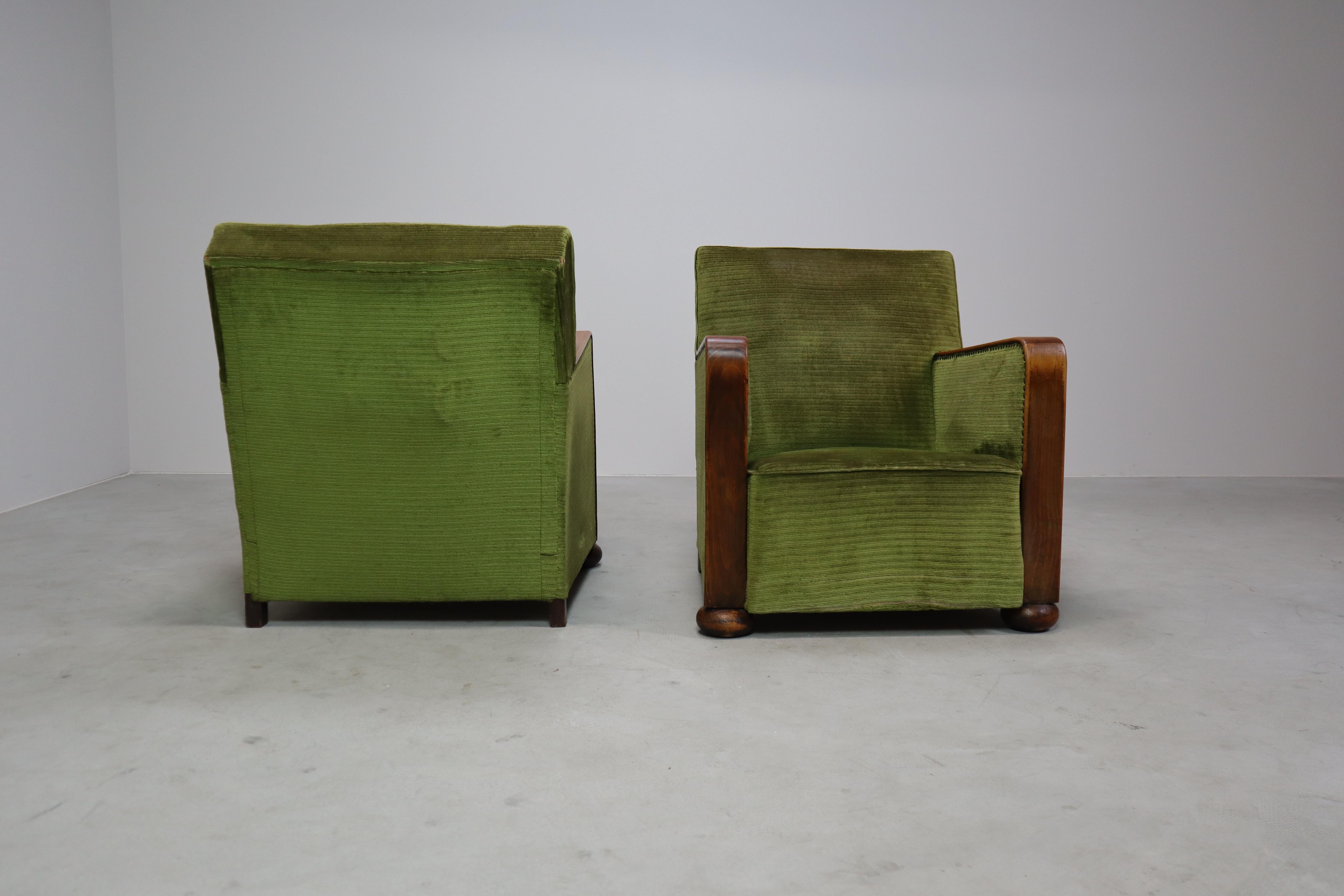 Coppia di poltrone club in stile Art Déco, 1930 circa in vendita 1