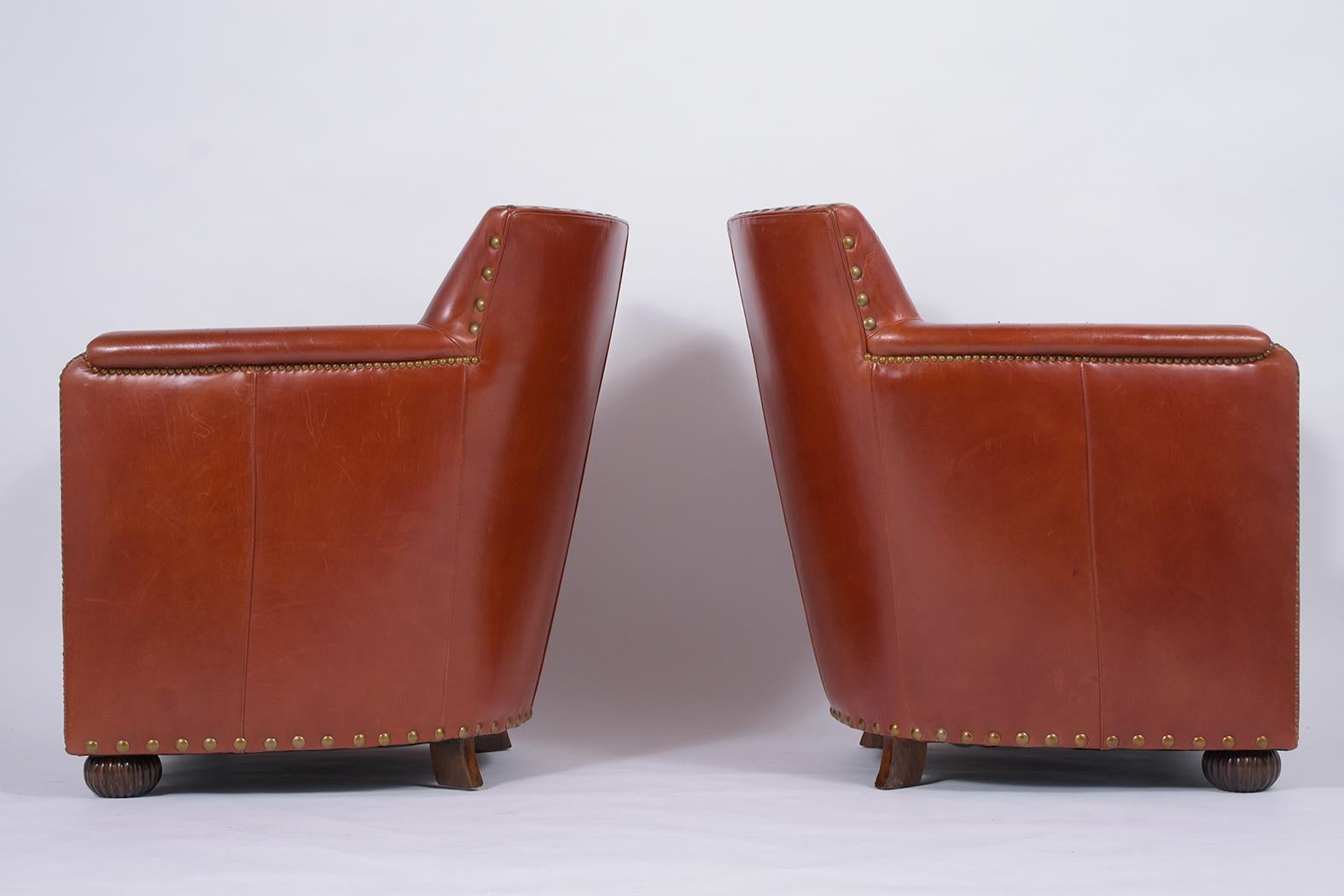 Pair of Art Deco Leather Club Chairs 5