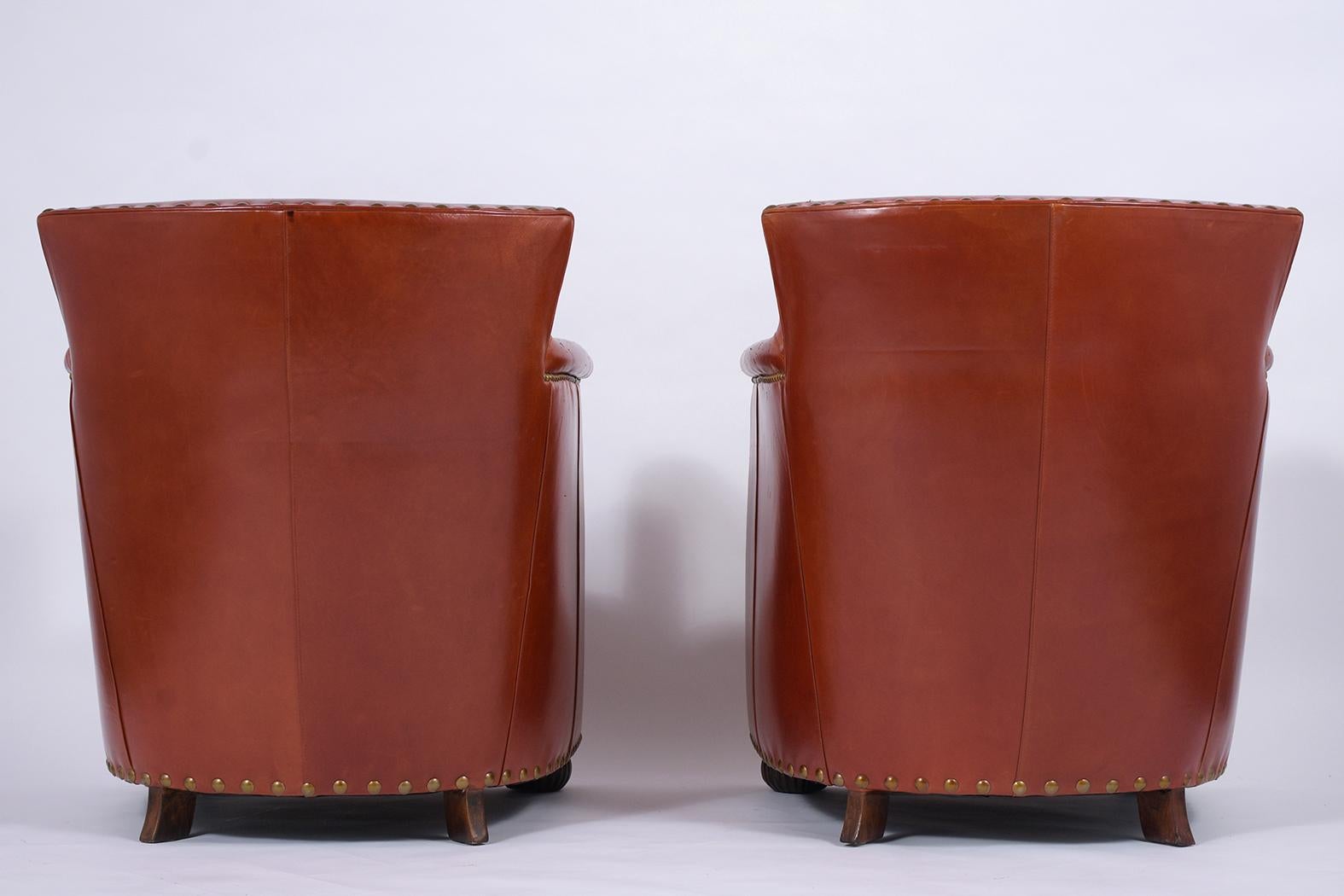 Pair of Art Deco Leather Club Chairs 6