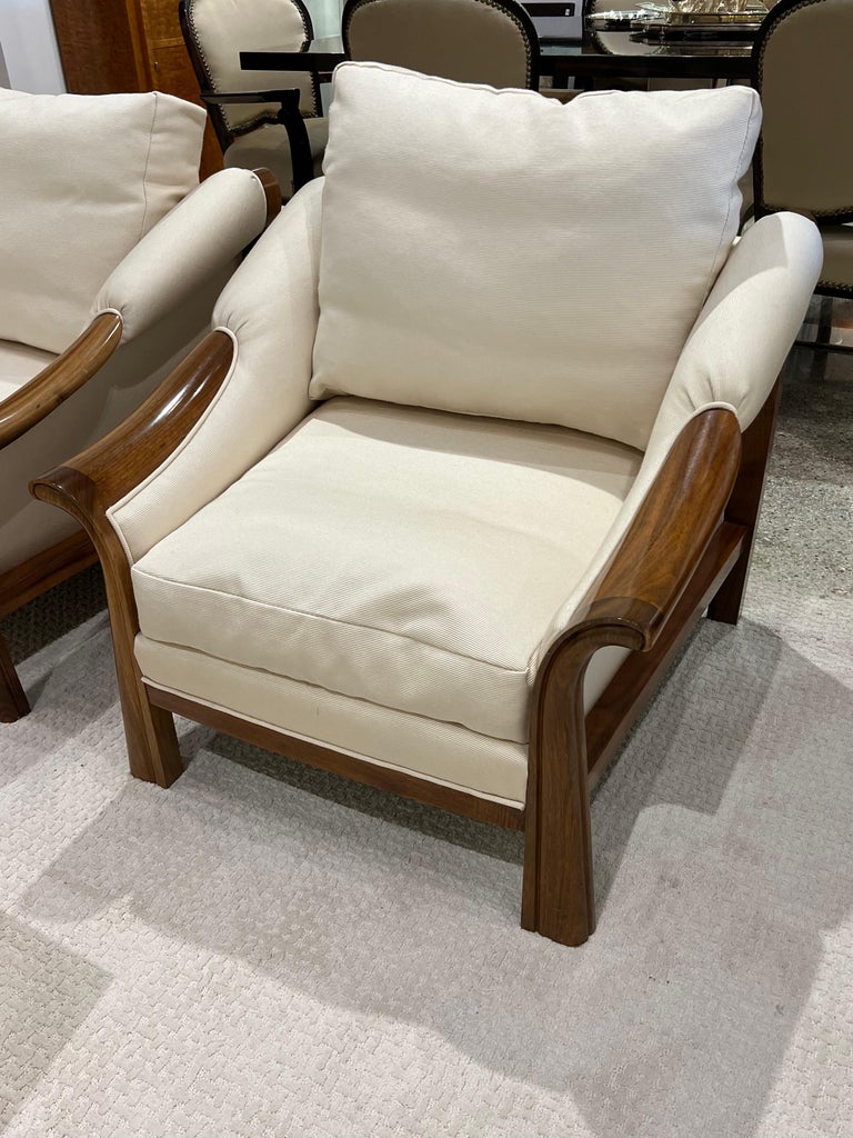Fabric Pair of Art Deco Club Chairs For Sale