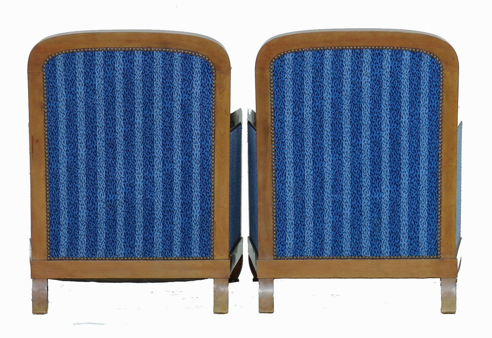 Pair of Art Deco Club Chairs French Two Armchairs, circa 1930 1