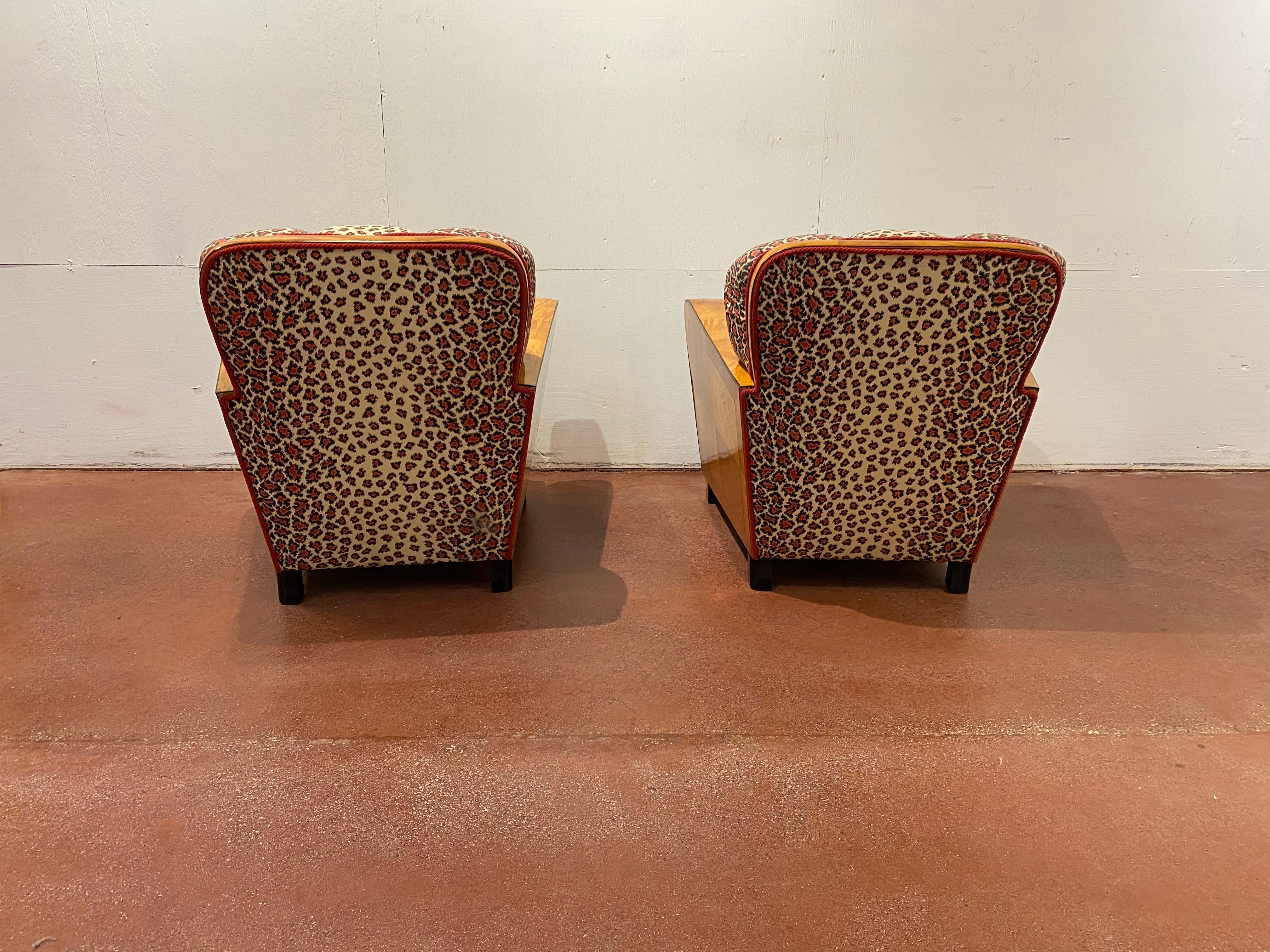 20th Century Pair of Art Deco Club Chairs in Satinwood