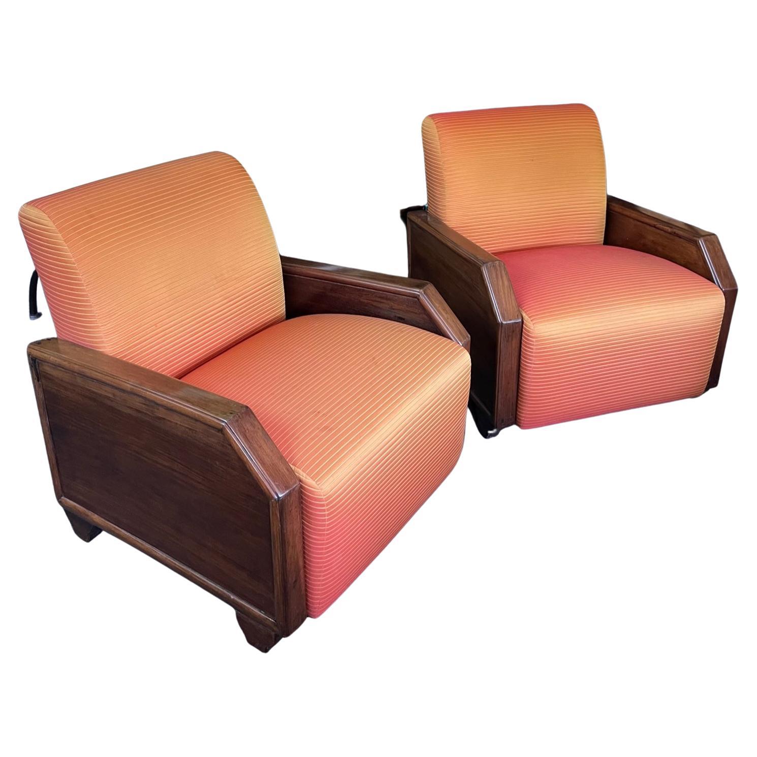 Pair of Art Deco Club Chairs in the Style of Émile-Jacques Ruhlmann For Sale