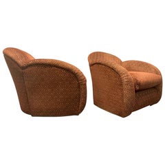 Pair of Art Deco Club Chairs with Ottoman