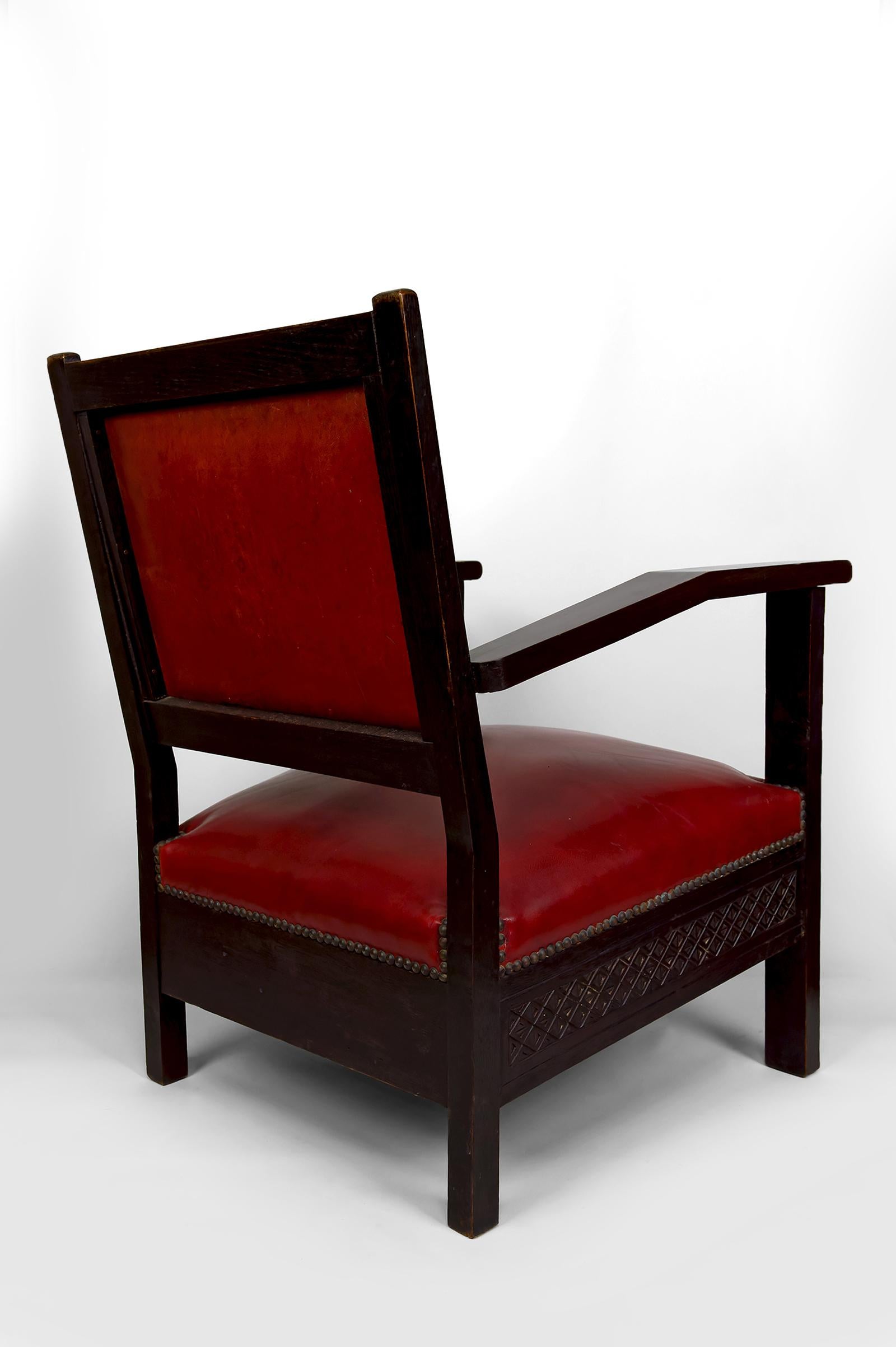 Pair of Art Deco Colonial Armchairs in Carved Wood, French Algeria, Circa 1930 For Sale 8