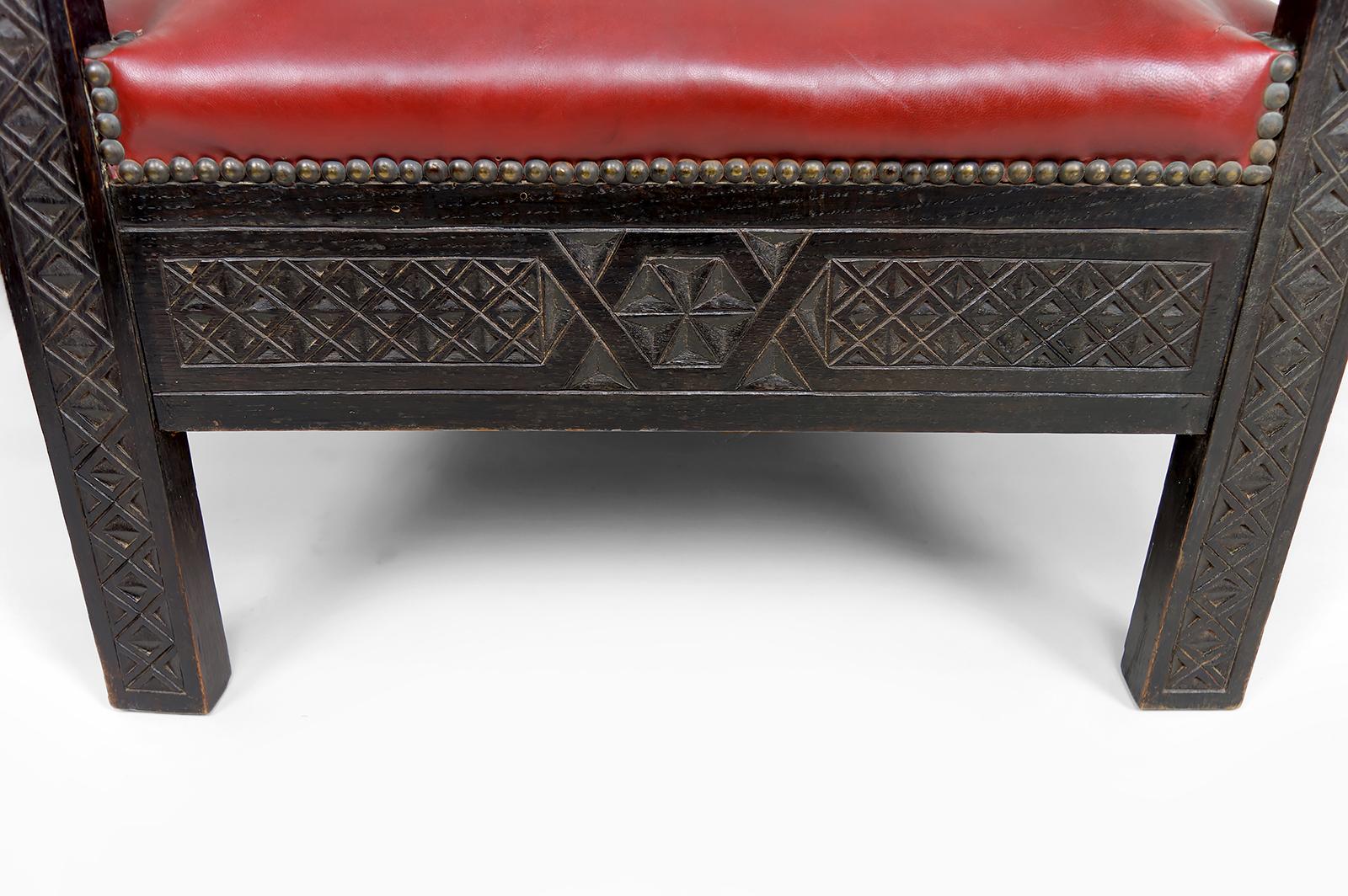 Pair of Art Deco Colonial Armchairs in Carved Wood, French Algeria, Circa 1930 For Sale 14