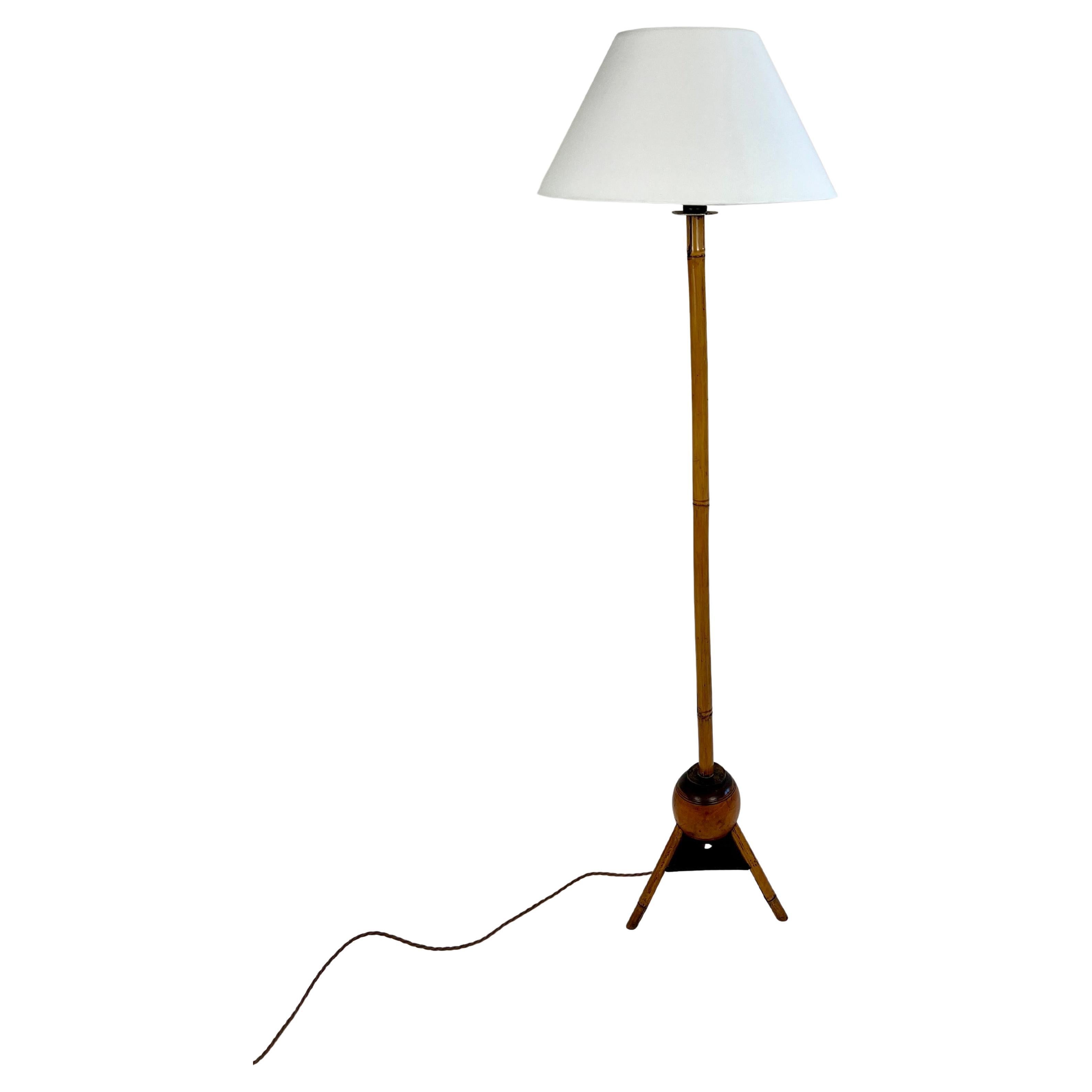 Pair of art deco colonial style bamboo floor lights