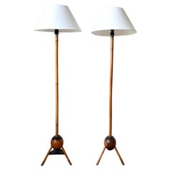 Pair of art deco colonial style bamboo floor lights