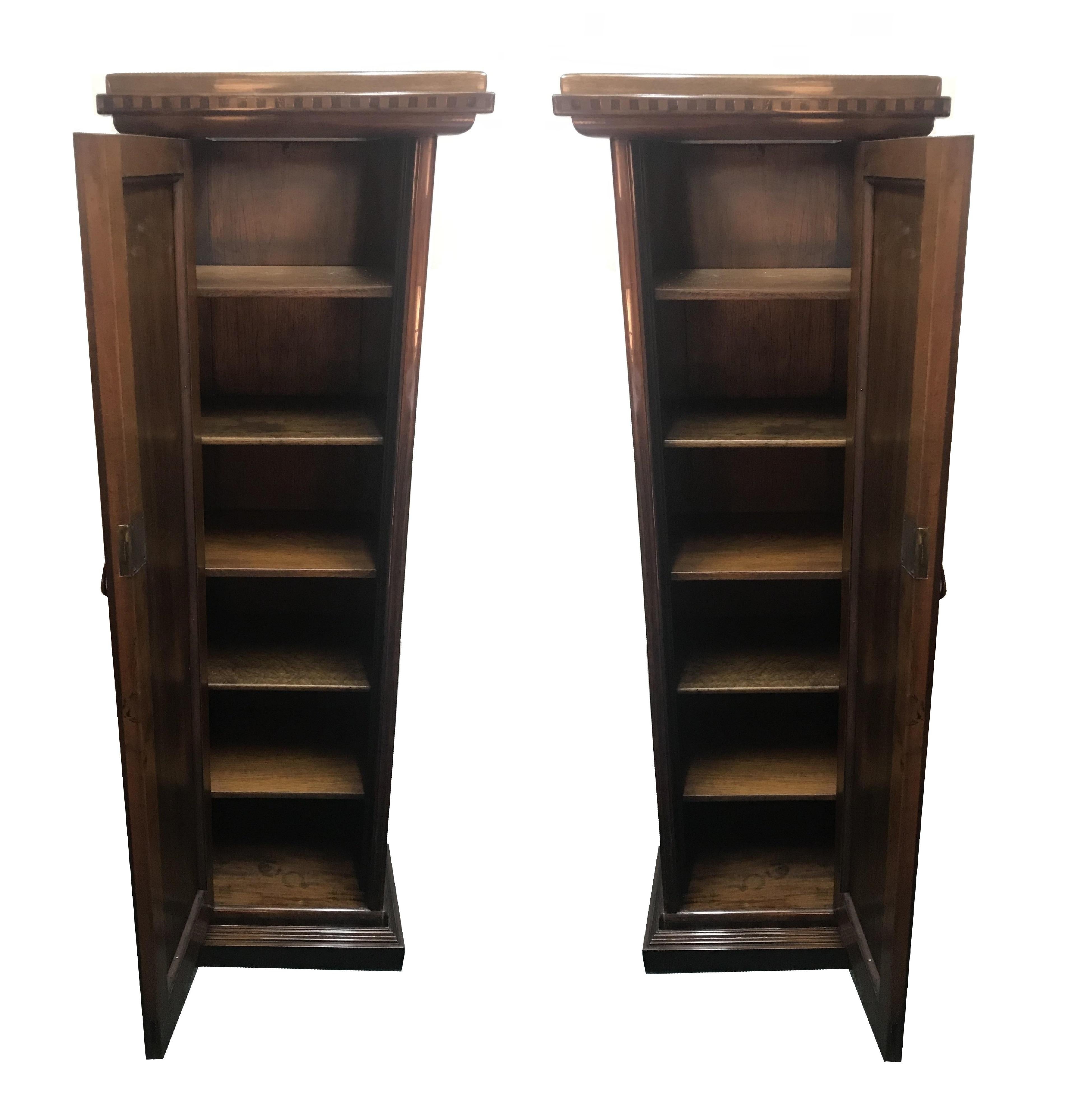 Wood Pair of Art Deco Columns with shelves, 1930, French For Sale