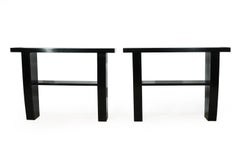Pair of Art Deco Console Tables in Piano Black Lacquer