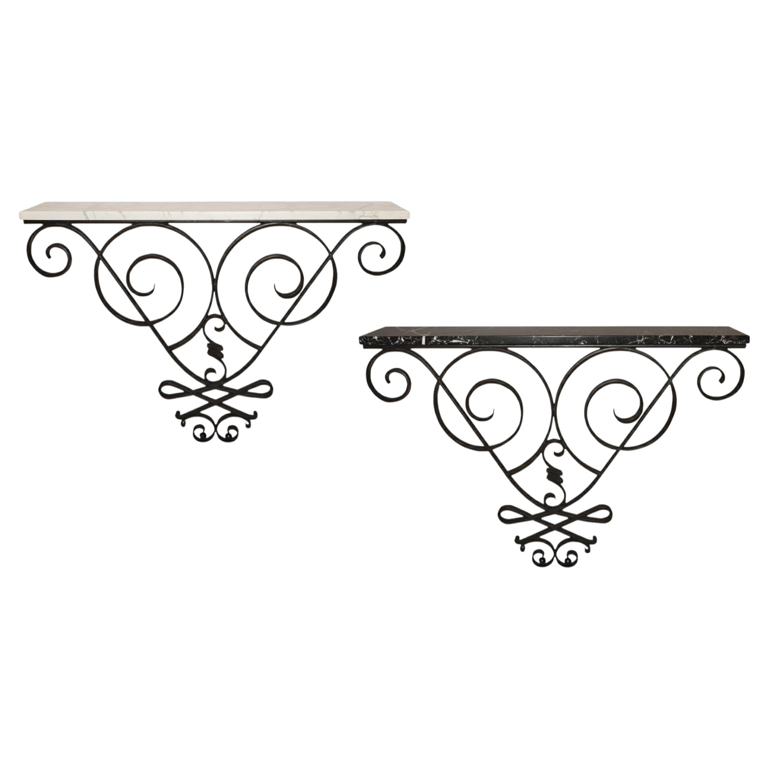 Pair of Art Deco Console Wrought Iron Console Table Bases