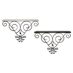 Pair of Art Deco Console Wrought Iron Console Table Bases